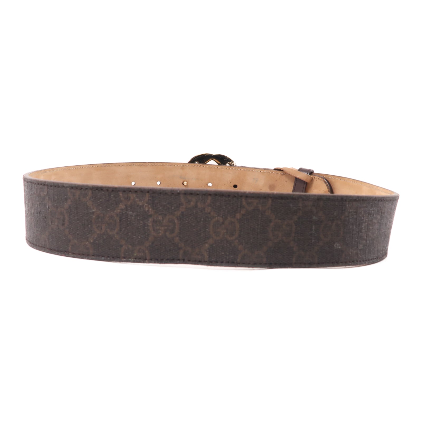 GUCCI 皮革Belt 80cm皮帶棕色/金色