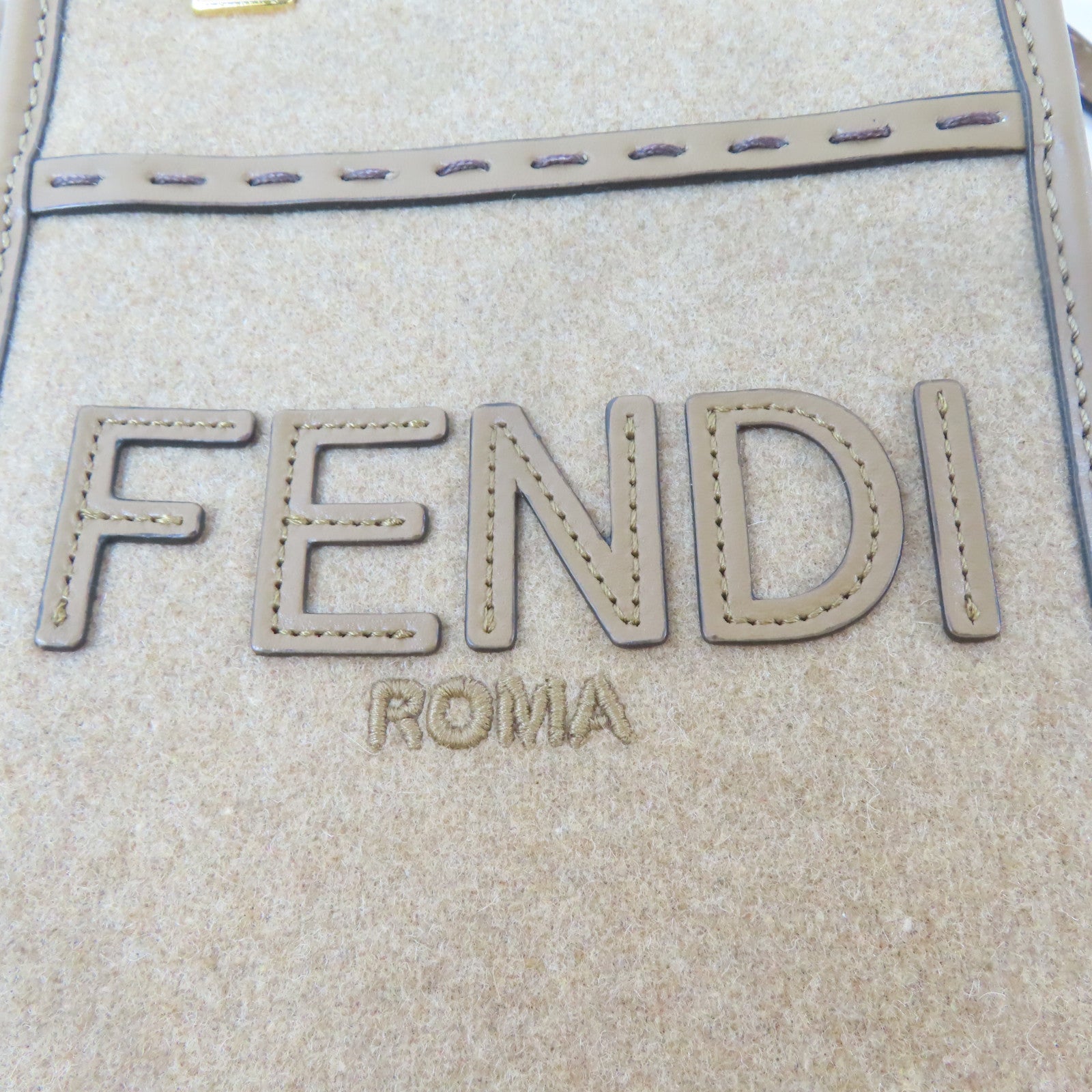FENDI Wool felt Mini Sunshine Shopper Bag金扣手挽肩背兩用袋啡色