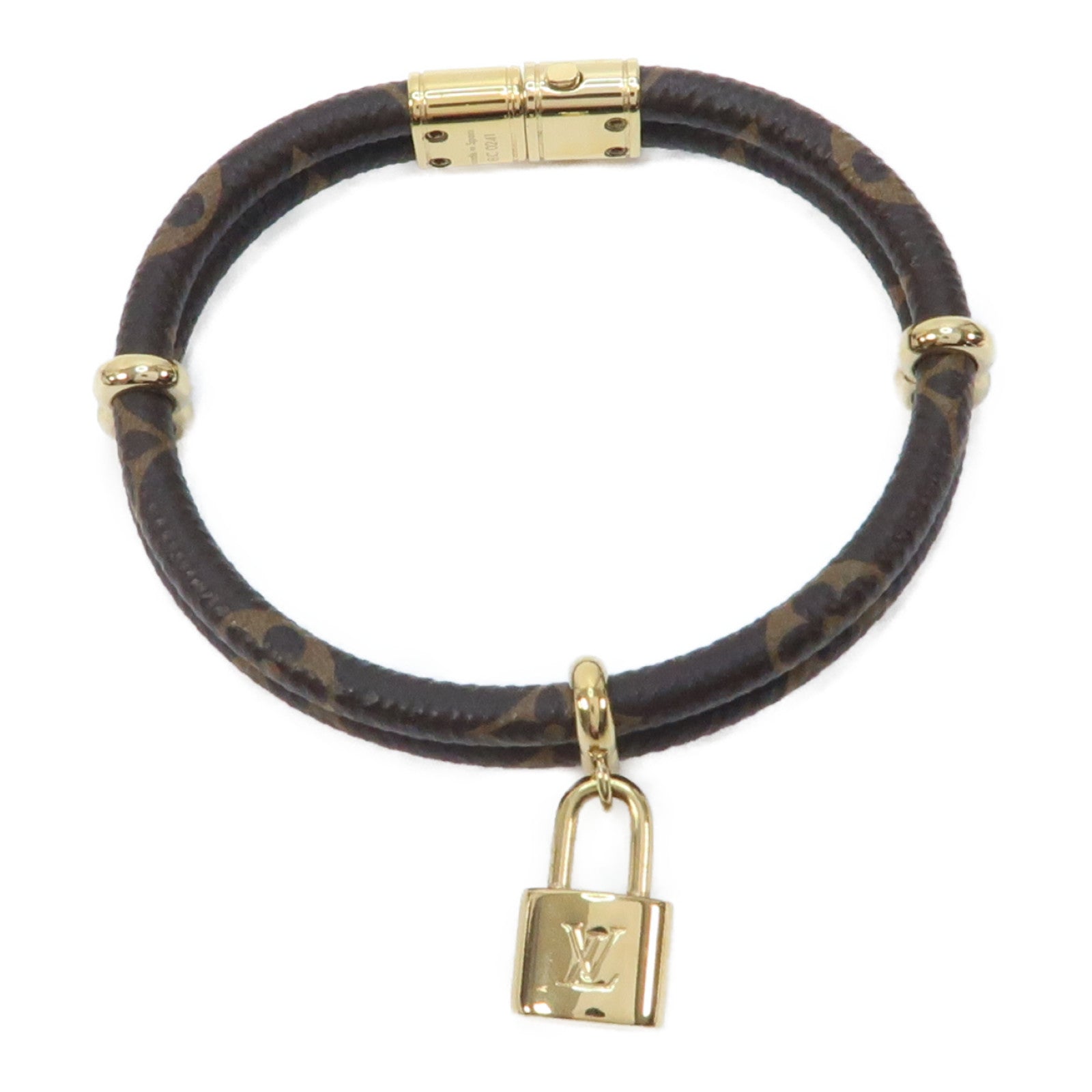 LOUIS VUITTON Monogram Keep It Twice Bracelet金扣手鐲啡色