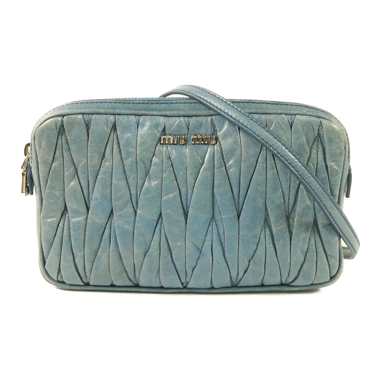 Miu Miu 牛皮皮革Shoulder Bag銀扣肩背袋