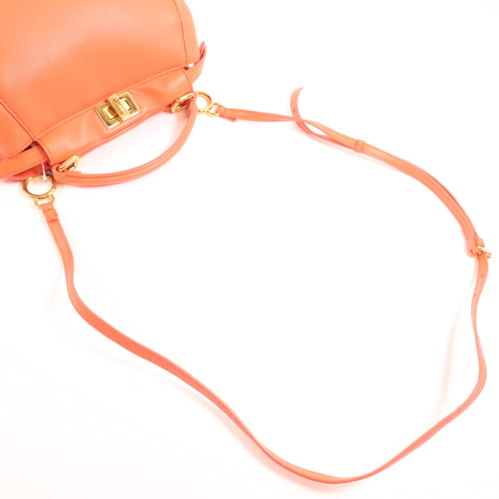 FENDI 羊皮皮革Peekaboo Mini金扣手挽肩背兩用袋