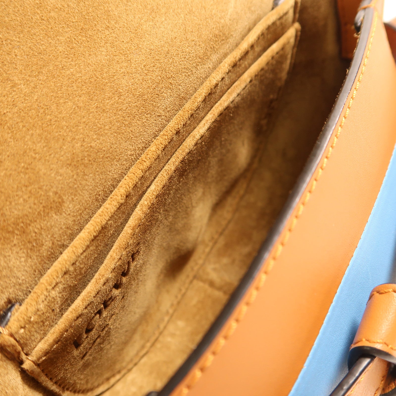 LOEWE GHW Mini Gate Crossbody Shoulder Bag Calfskin Leather Brown/Light Blue