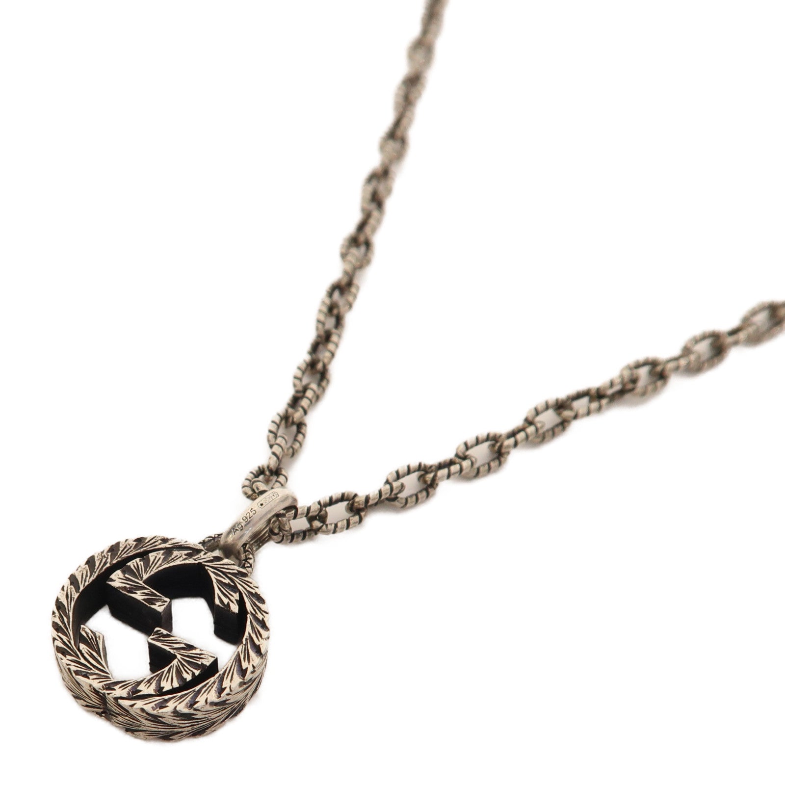 GUCCI 925純銀Interlocking Pendant Necklace項鍊銀色
