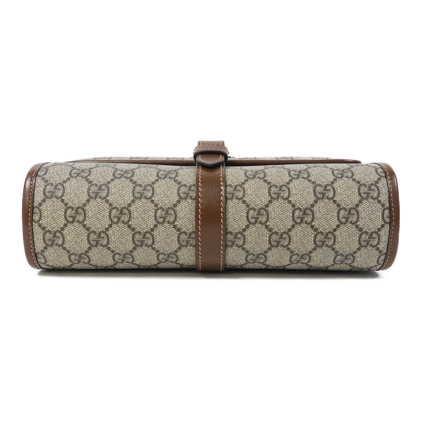 GUCCI 塗層帆布GG Supreme Interlocking金扣肩背袋啡色