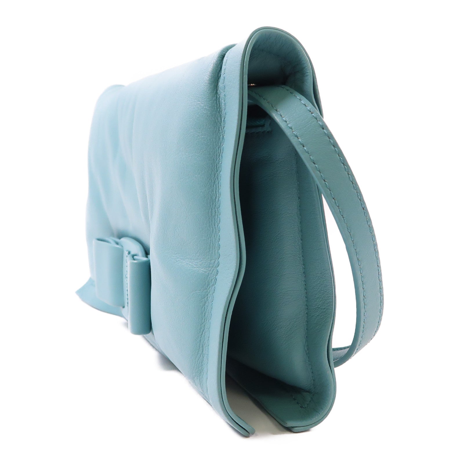 Salvatore Ferragamo 【激減優惠】牛皮皮革Shoulder Bag銀扣肩背袋藍色