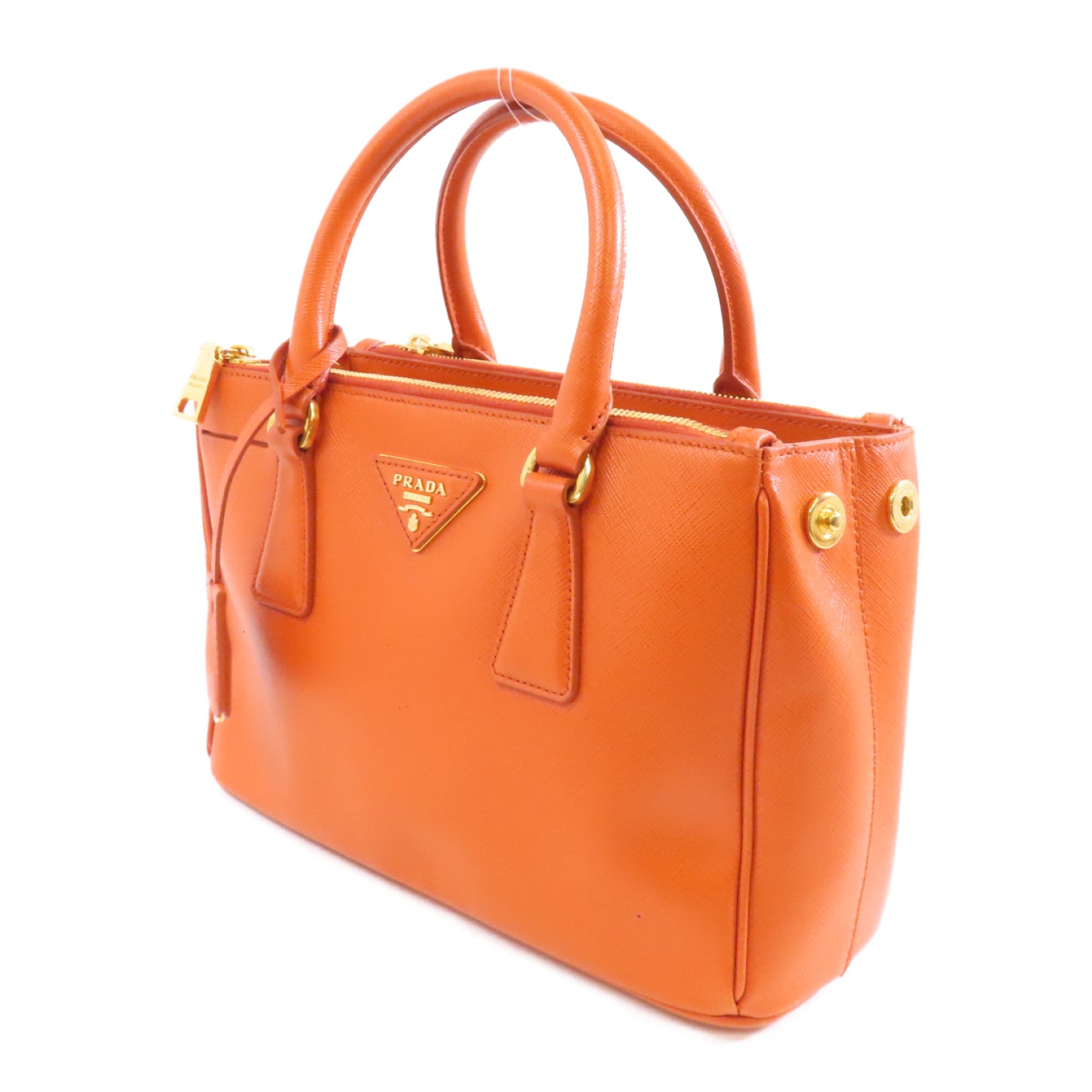 PRADA Saffiano皮革Kilker Bag金扣手挽肩背兩用袋橙色