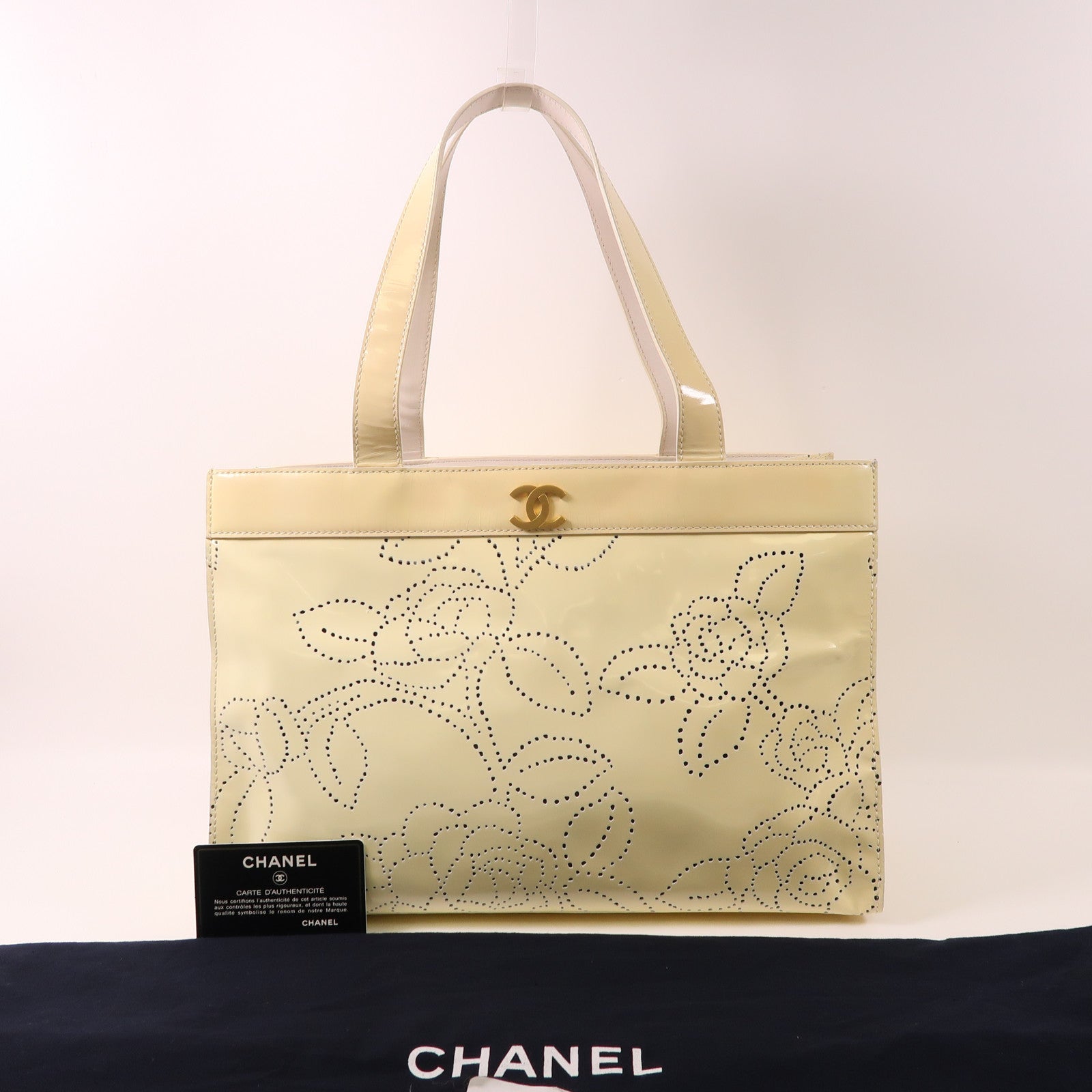 CHANEL 漆皮皮革Tote Bag金扣手挽袋