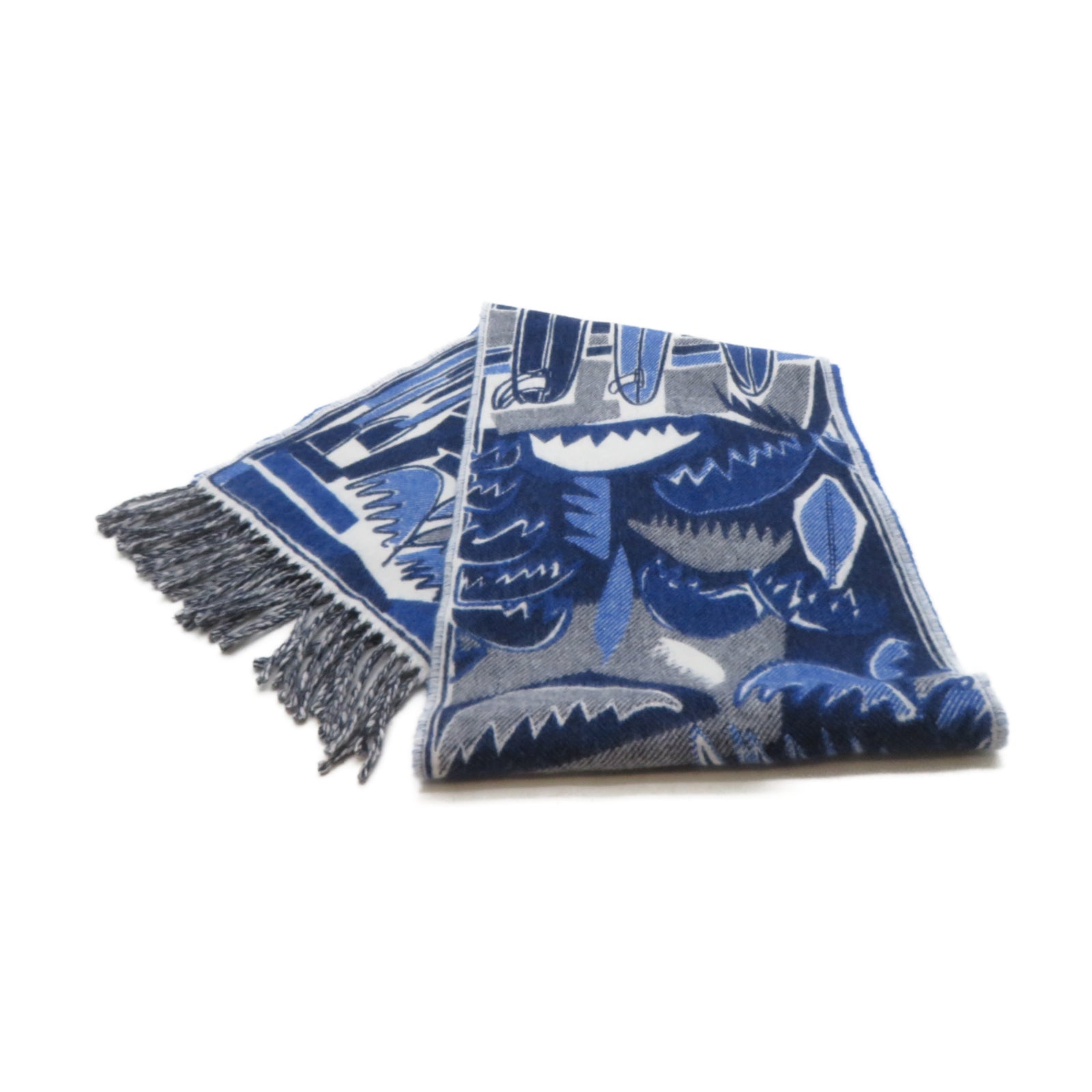 HERMES 【激減優惠】羊絨Scarf 50x150cm圍巾藍色