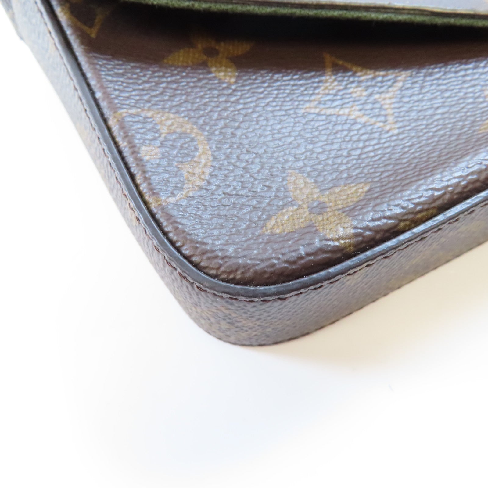 LOUIS VUITTON Monogram Felicie & Go金扣肩背袋棕色