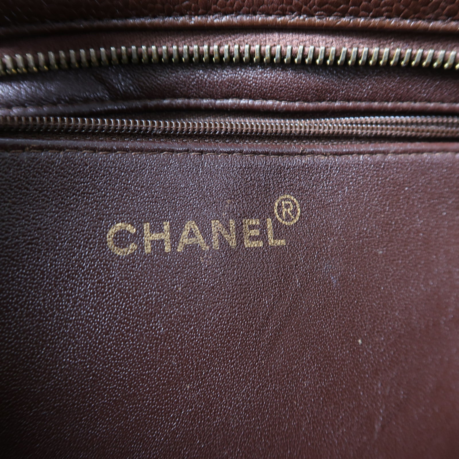 CHANEL 菱格牛皮皮革Vintage Handbag金扣手挽袋啡色