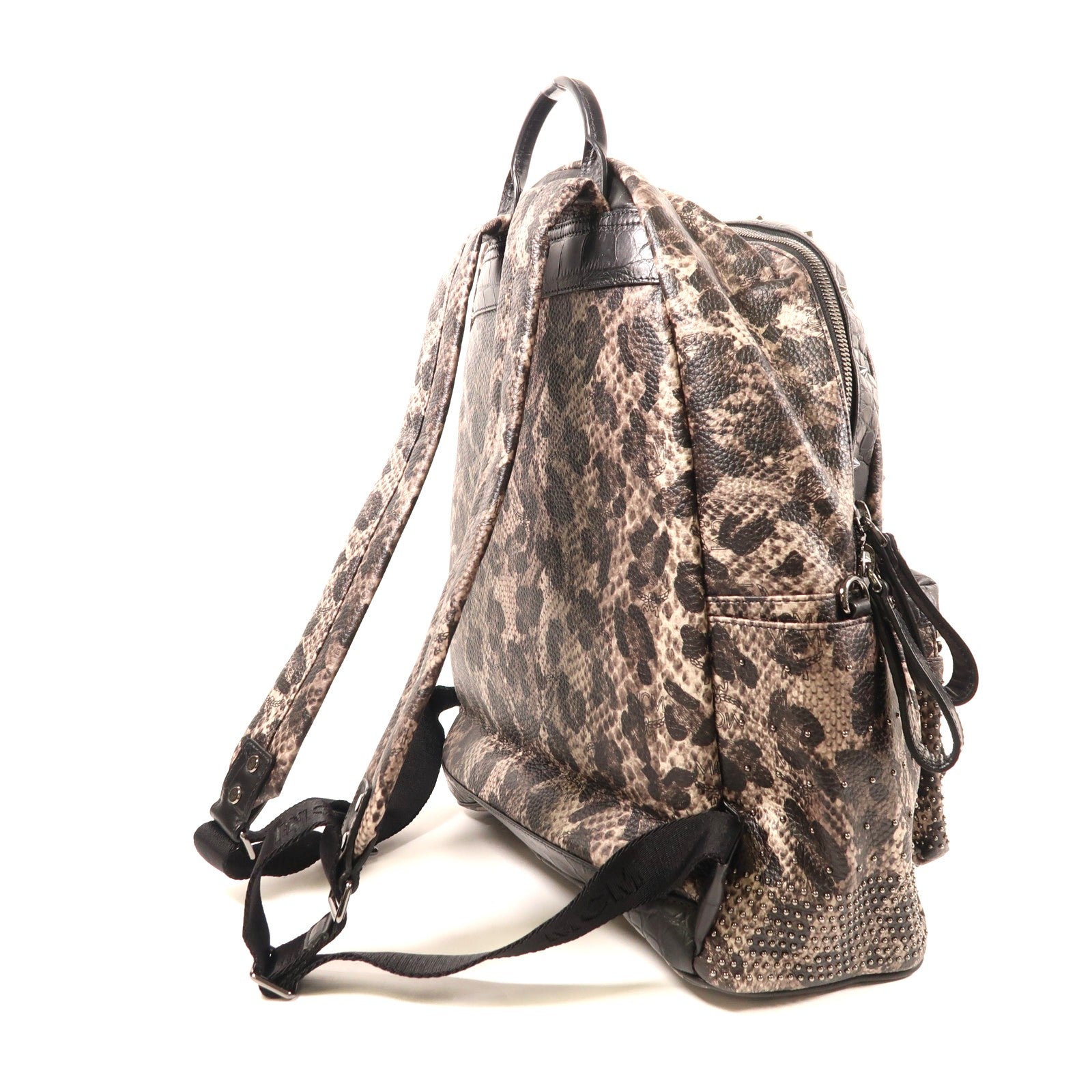 MCM 塗層帆布Backpack銀扣背包