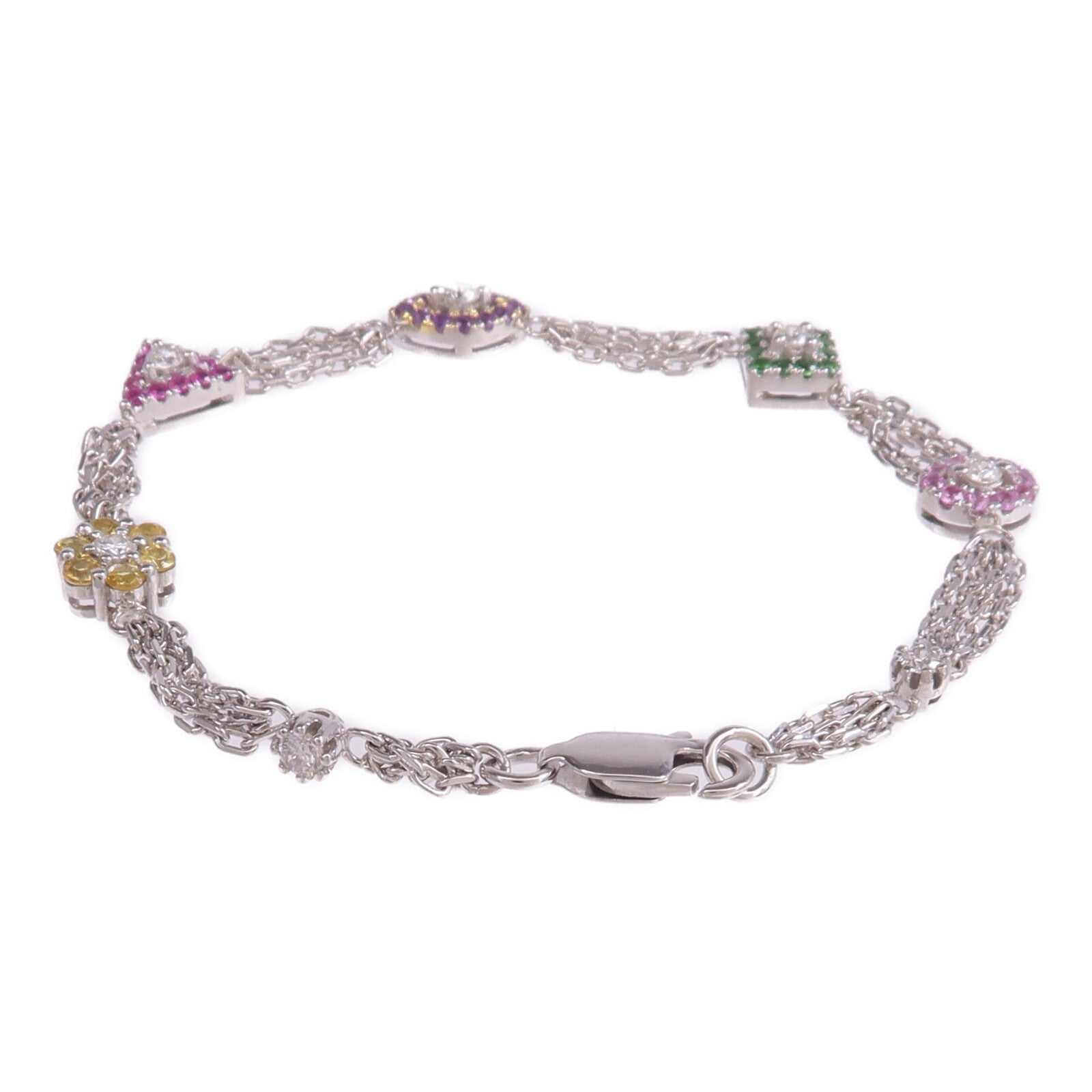 JEWELRY 18K白金/黃金Garnet Amethyst Pink Sapphire Diamond Bracelet粉紅藍寶石/柘榴石/紫水晶鑽石手鏈