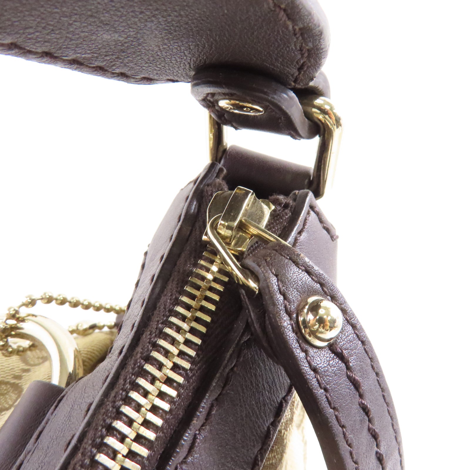 GUCCI 帆布Shoulder Bag金扣肩背袋啡色