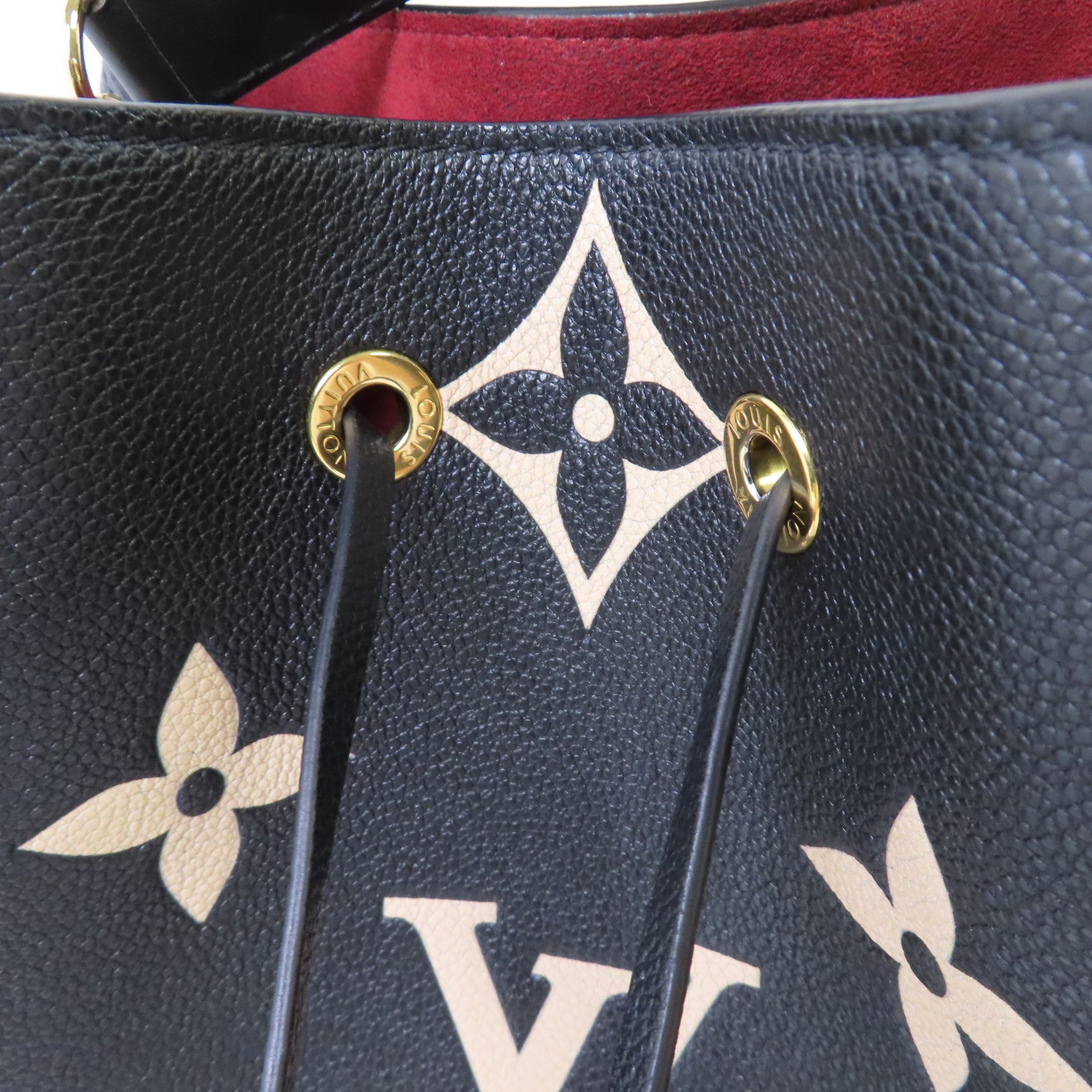 LOUIS VUITTON Monogram Empreinte Giant Neo Noe MM 2Way Shoulder Bag金扣手挽肩背兩用袋黑色/杏色