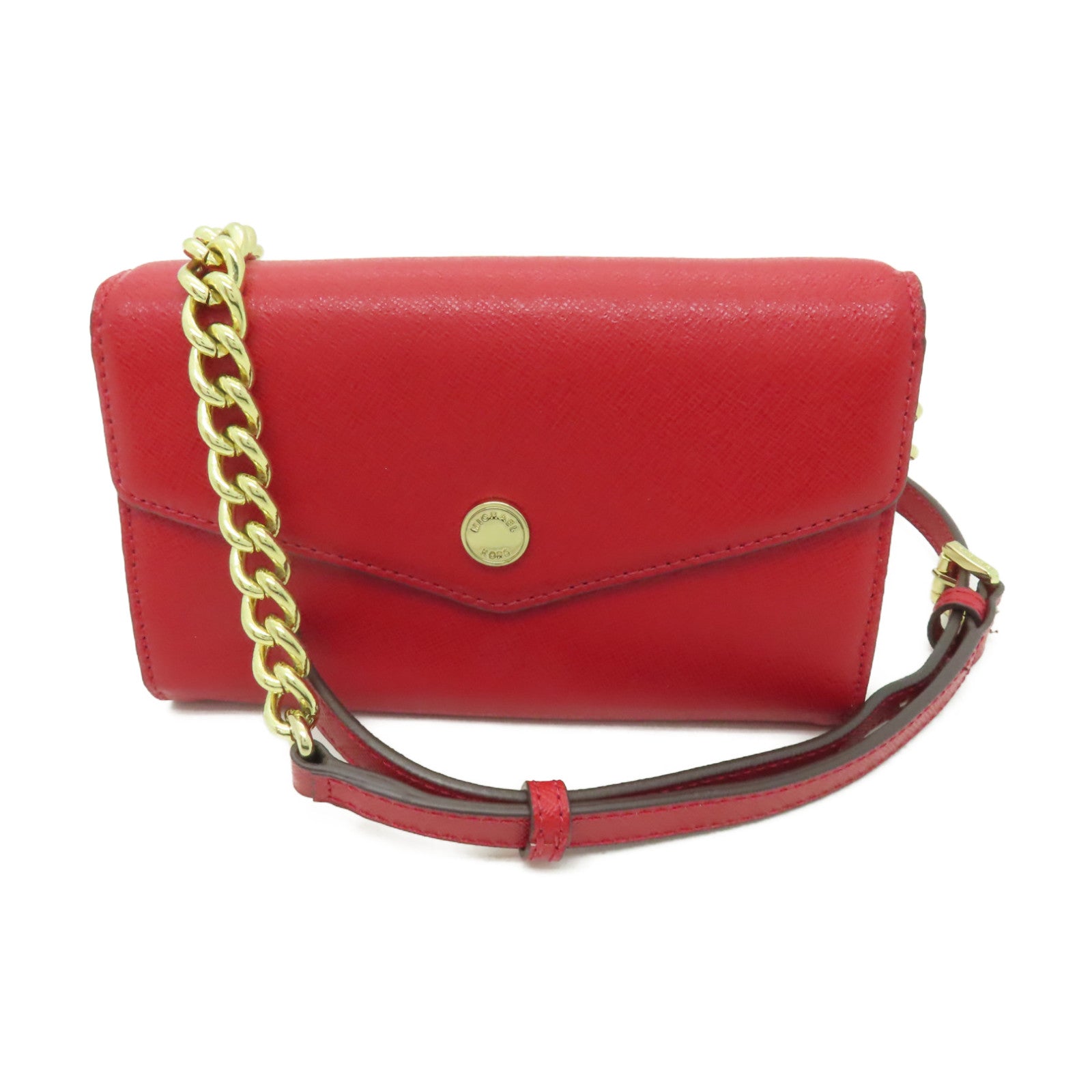 Michael Kors 【激減優惠】牛皮皮革Shoulder Bag金扣鏈帶肩背袋紅色