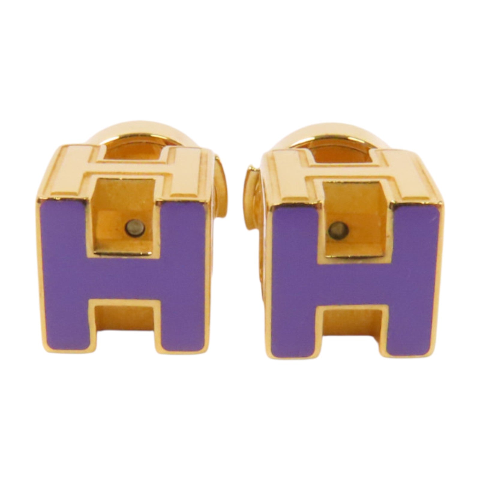 HERMES 金屬/琺瑯Caged H Earrings金扣耳環