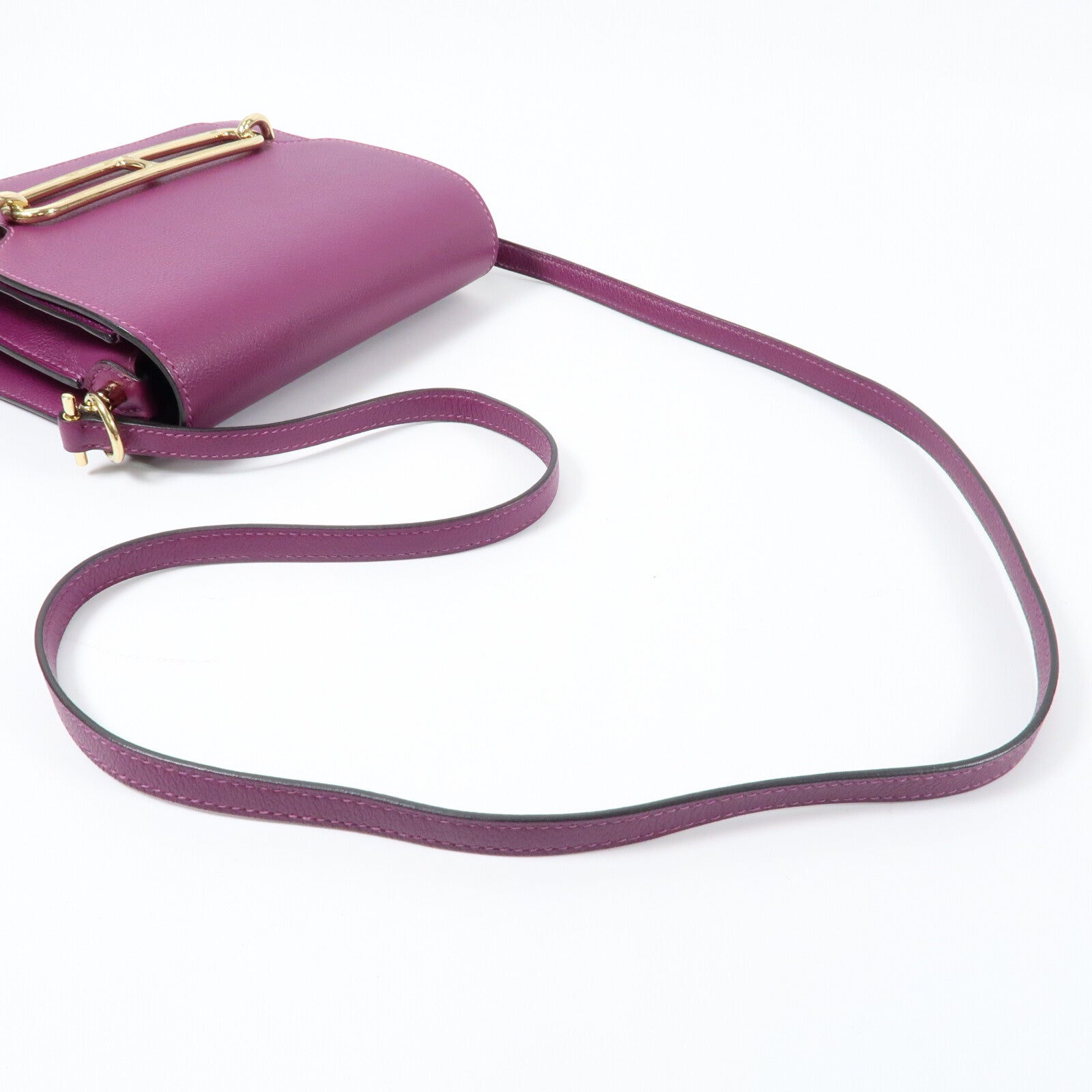 HERMES Evercolor皮革Mini Roulis金扣肩背袋Anemone