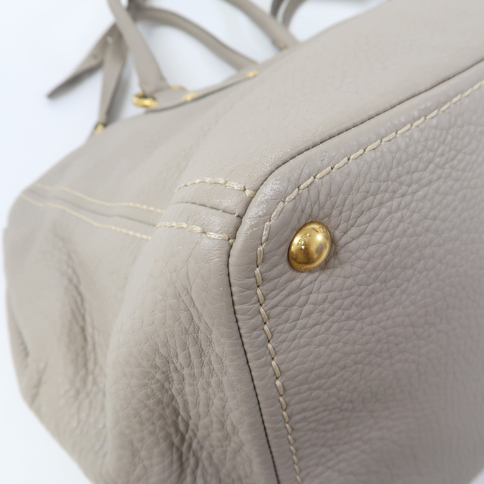 PRADA 牛皮皮革2 Way Shoulder金扣手挽肩背兩用袋灰色