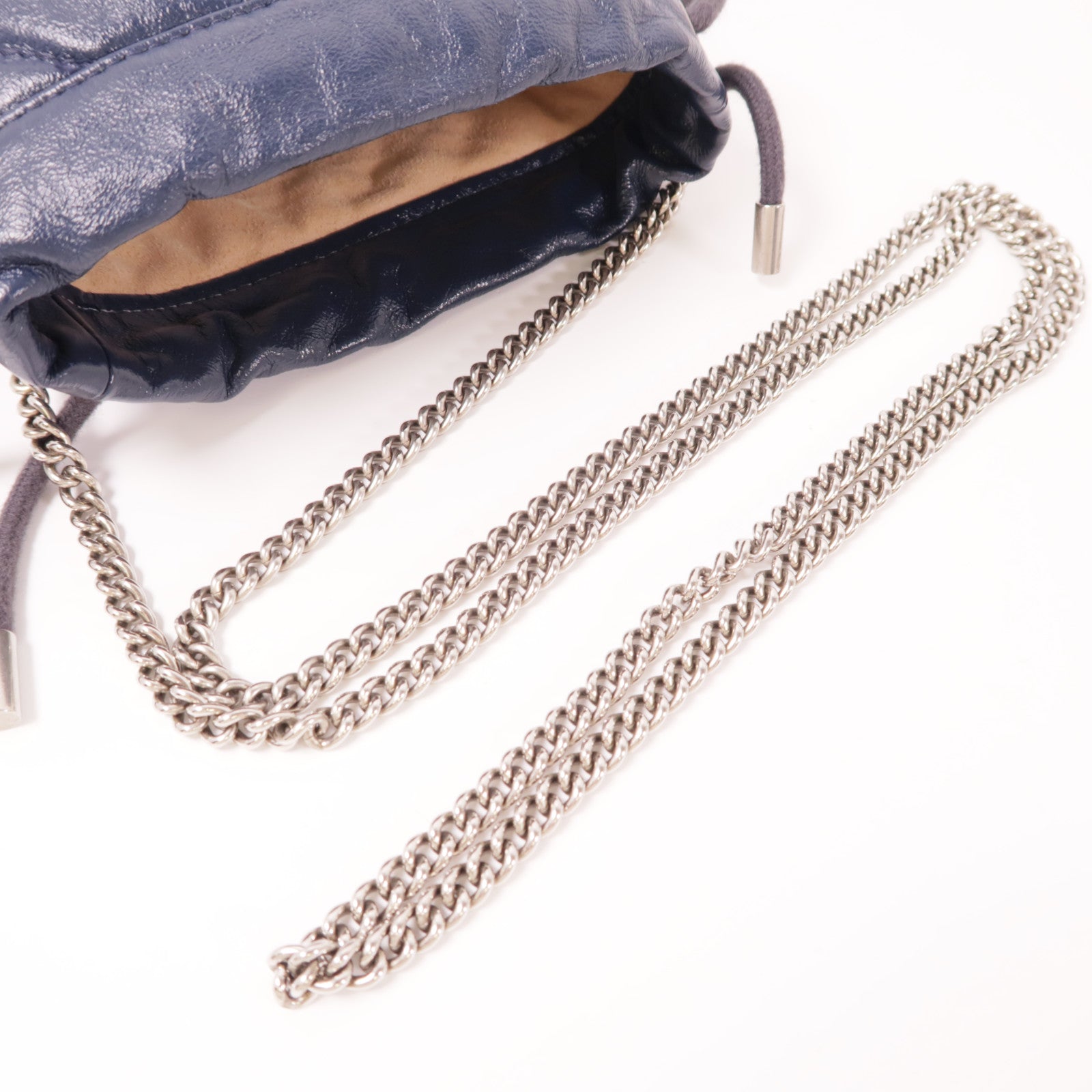 GUCCI GG SHW Chain Shoulder Bag 573817 Calfskin Leather Navy