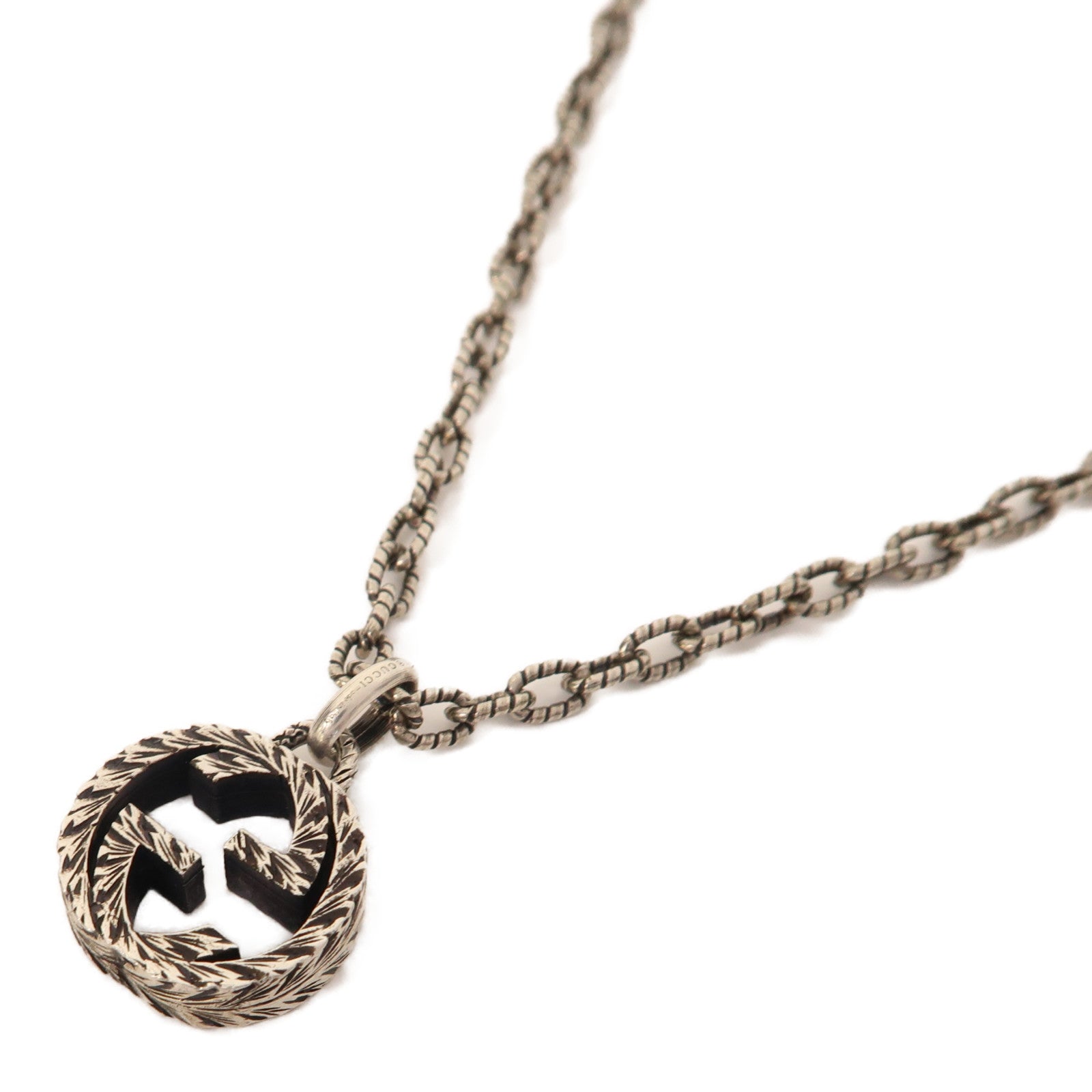 GUCCI 925純銀Interlocking Pendant Necklace項鍊銀色