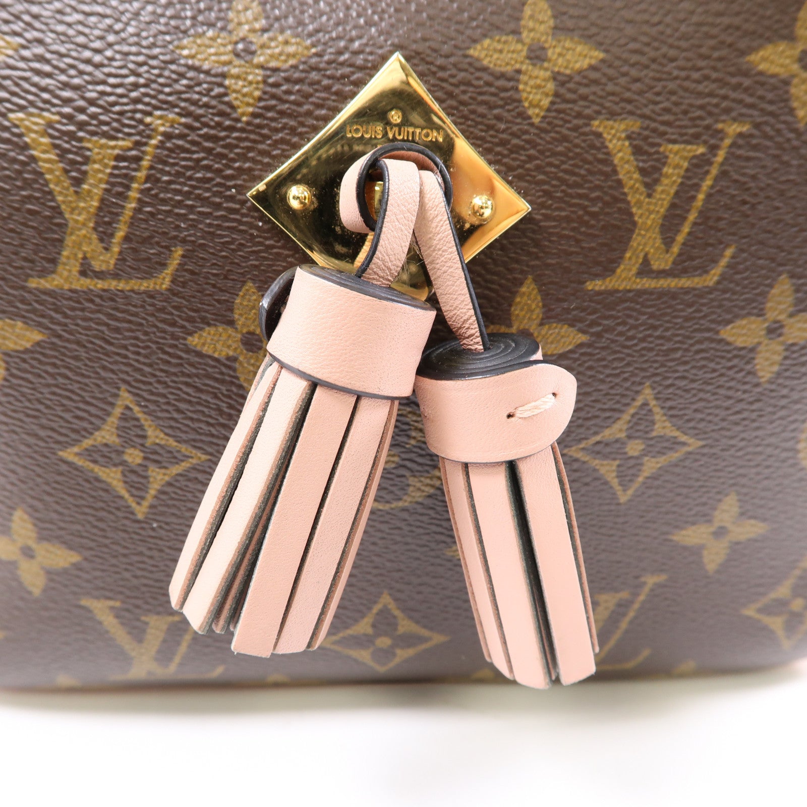LOUIS VUITTON Monogram Saintonge金扣手挽肩背兩用袋啡色/粉紅色