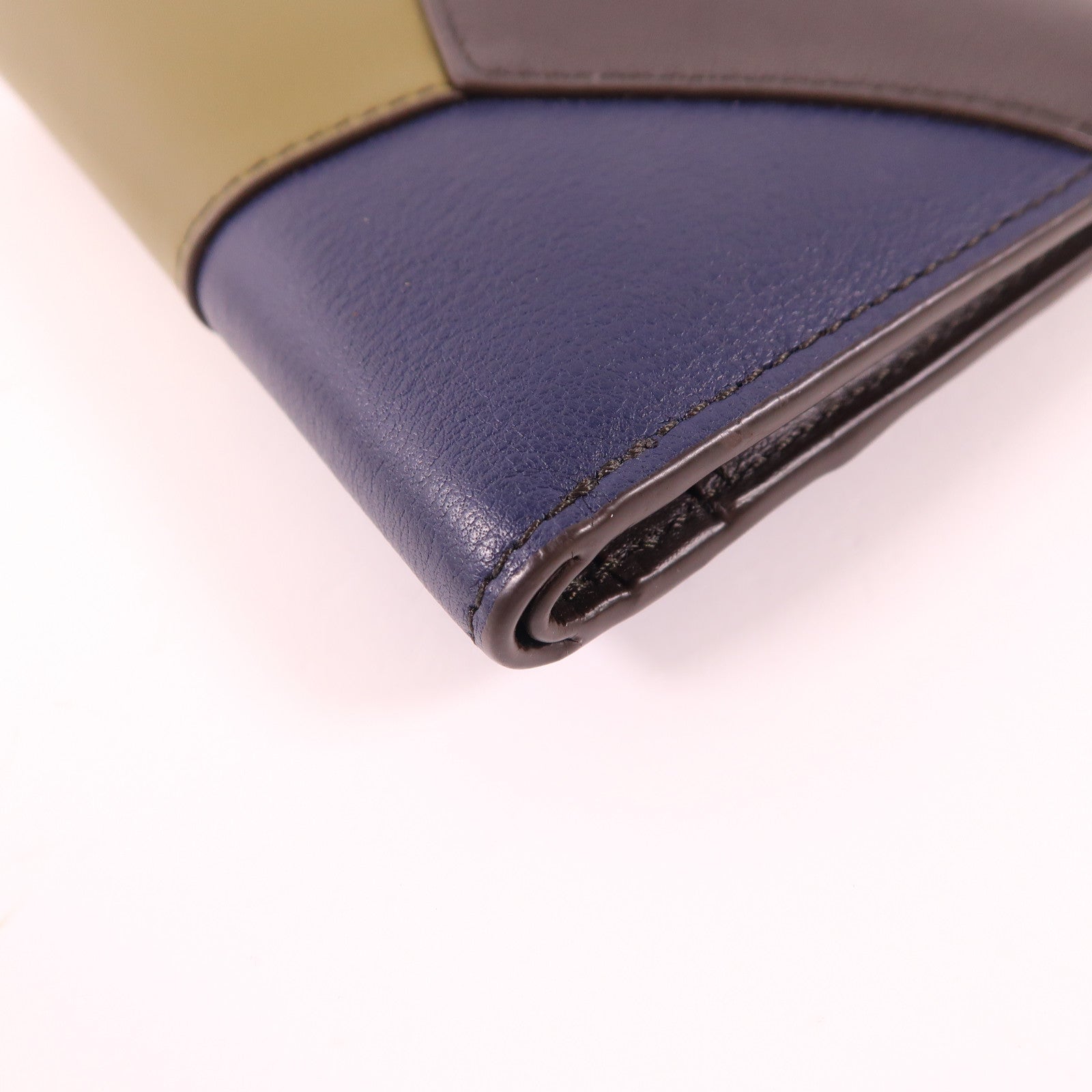 LOEWE 牛皮皮革Puzzle Slim Compact Wallet銀扣錢包