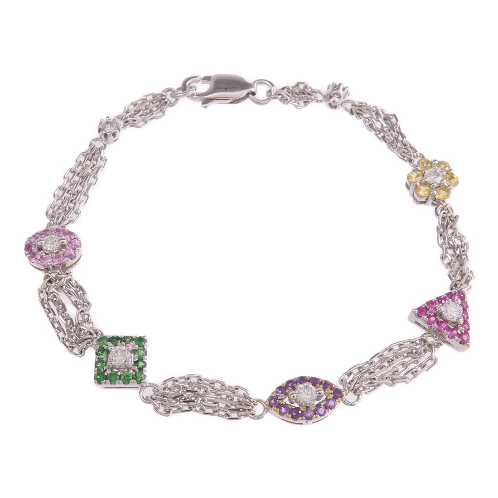 JEWELRY 18K白金/黃金Garnet Amethyst Pink Sapphire Diamond Bracelet粉紅藍寶石/柘榴石/紫水晶鑽石手鏈