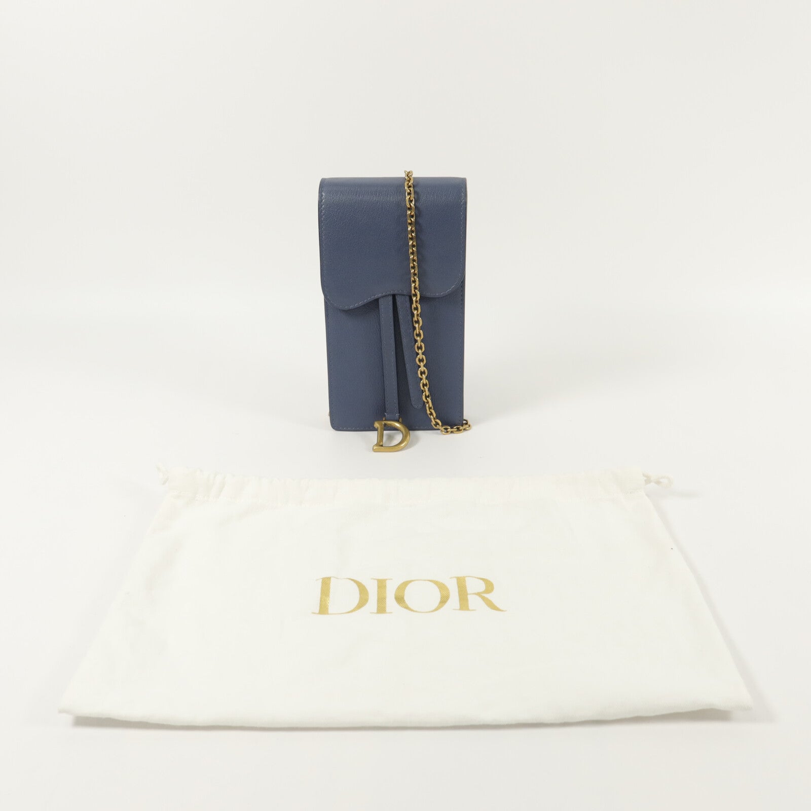 Dior 牛皮皮革Saddle Phone Bag鏈帶肩背袋