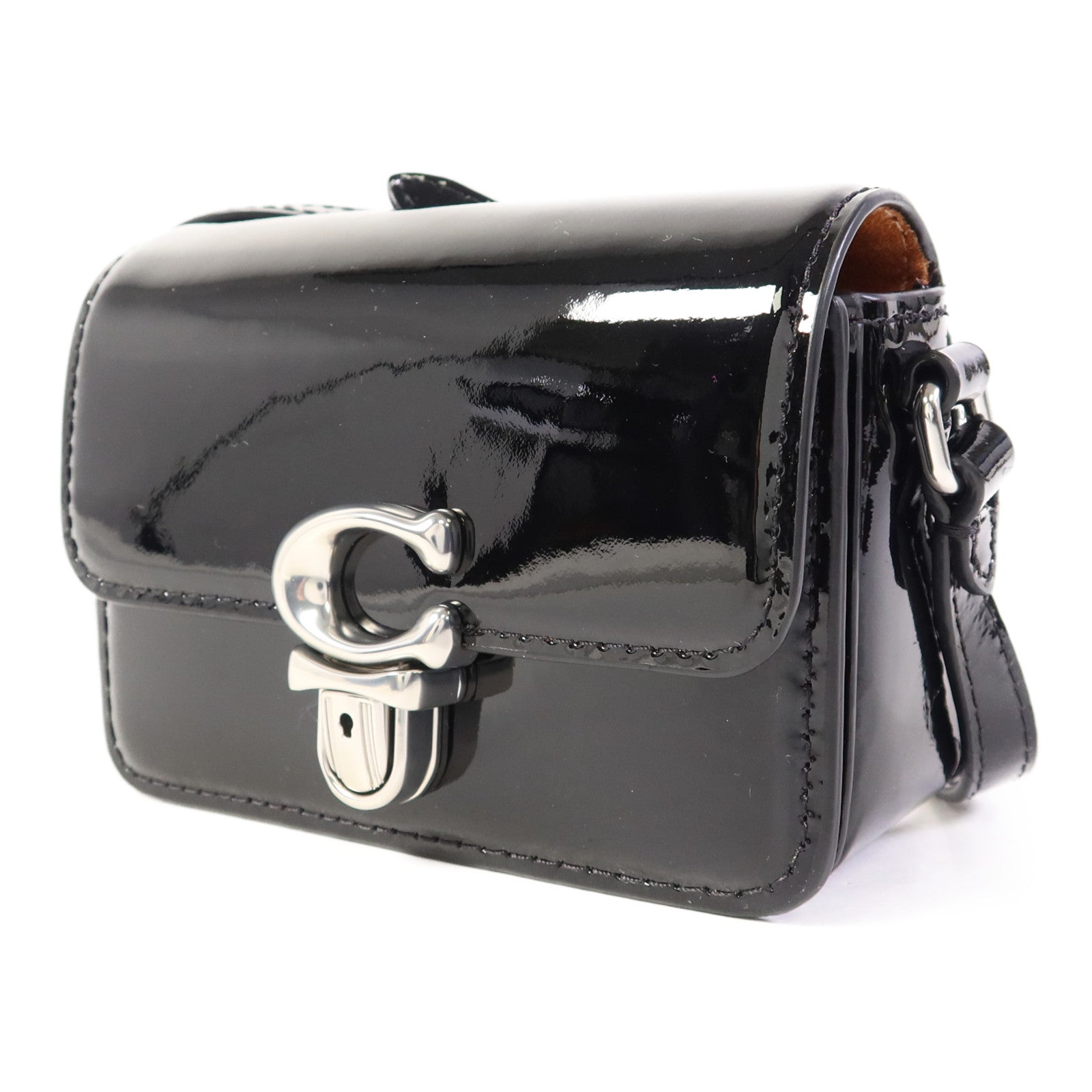 COACH 漆皮皮革Shoulder Bag銀扣肩背袋