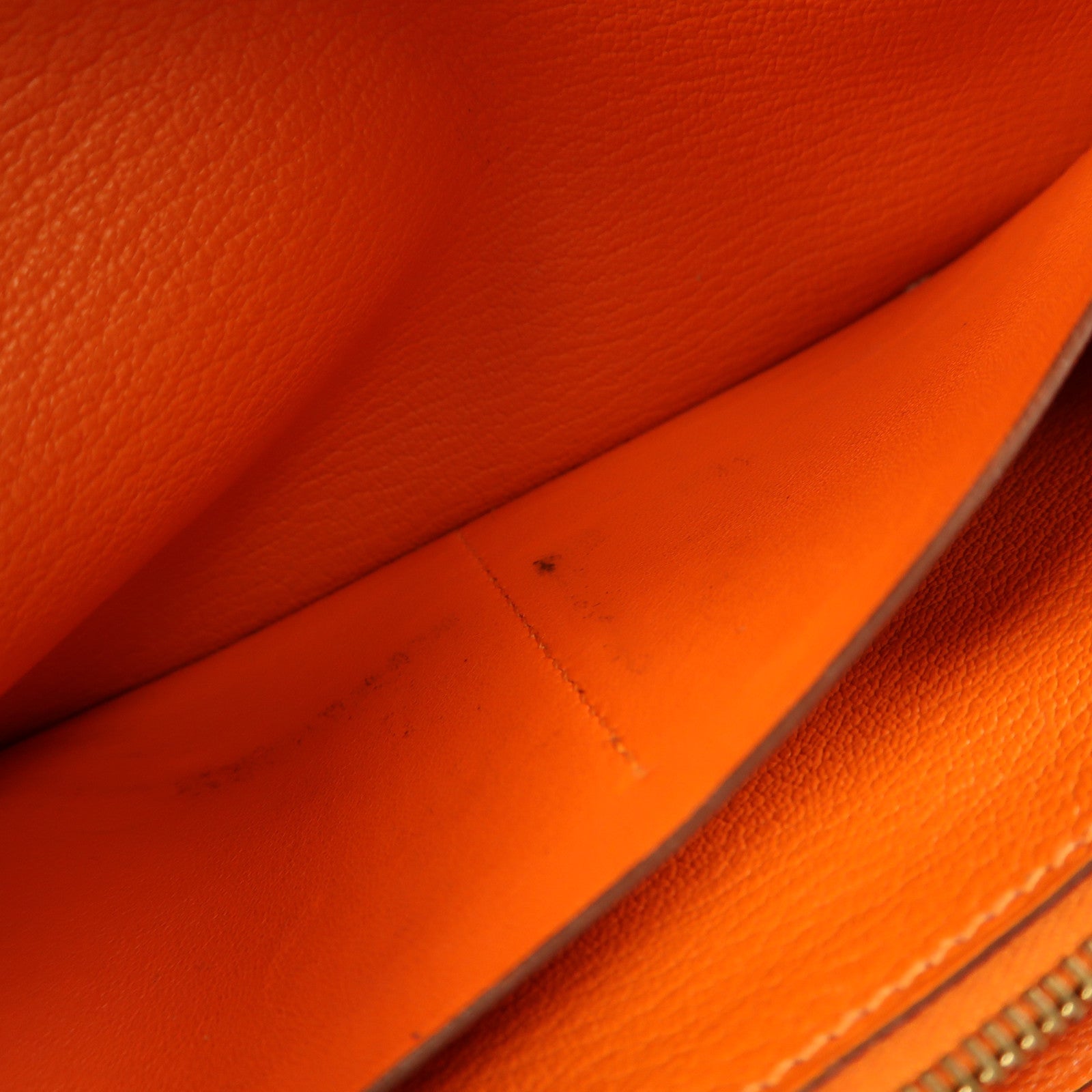 HERMES Chevre Mysore皮革Kelly Wallet金扣長錢包Orange