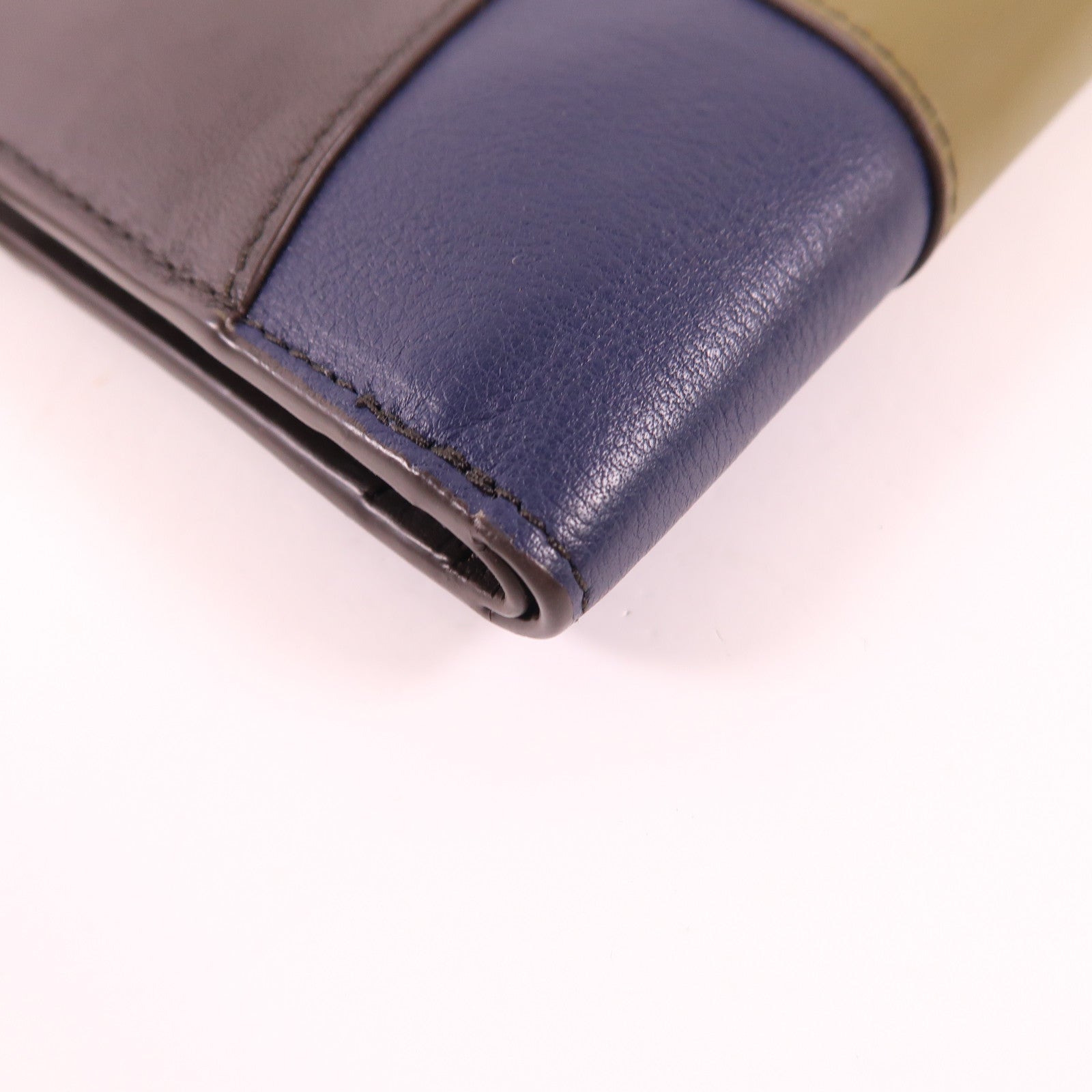 LOEWE 牛皮皮革Puzzle Slim Compact Wallet銀扣錢包