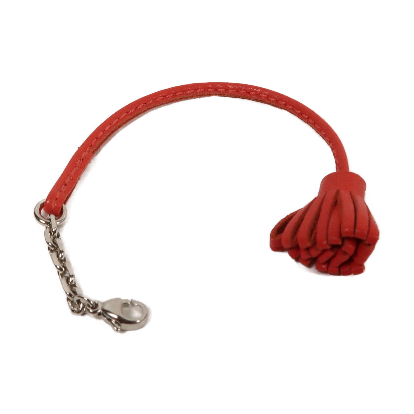HERMES Agneau Milo皮革Carmencita Petit Pom Pom Charm杜鵑紅色