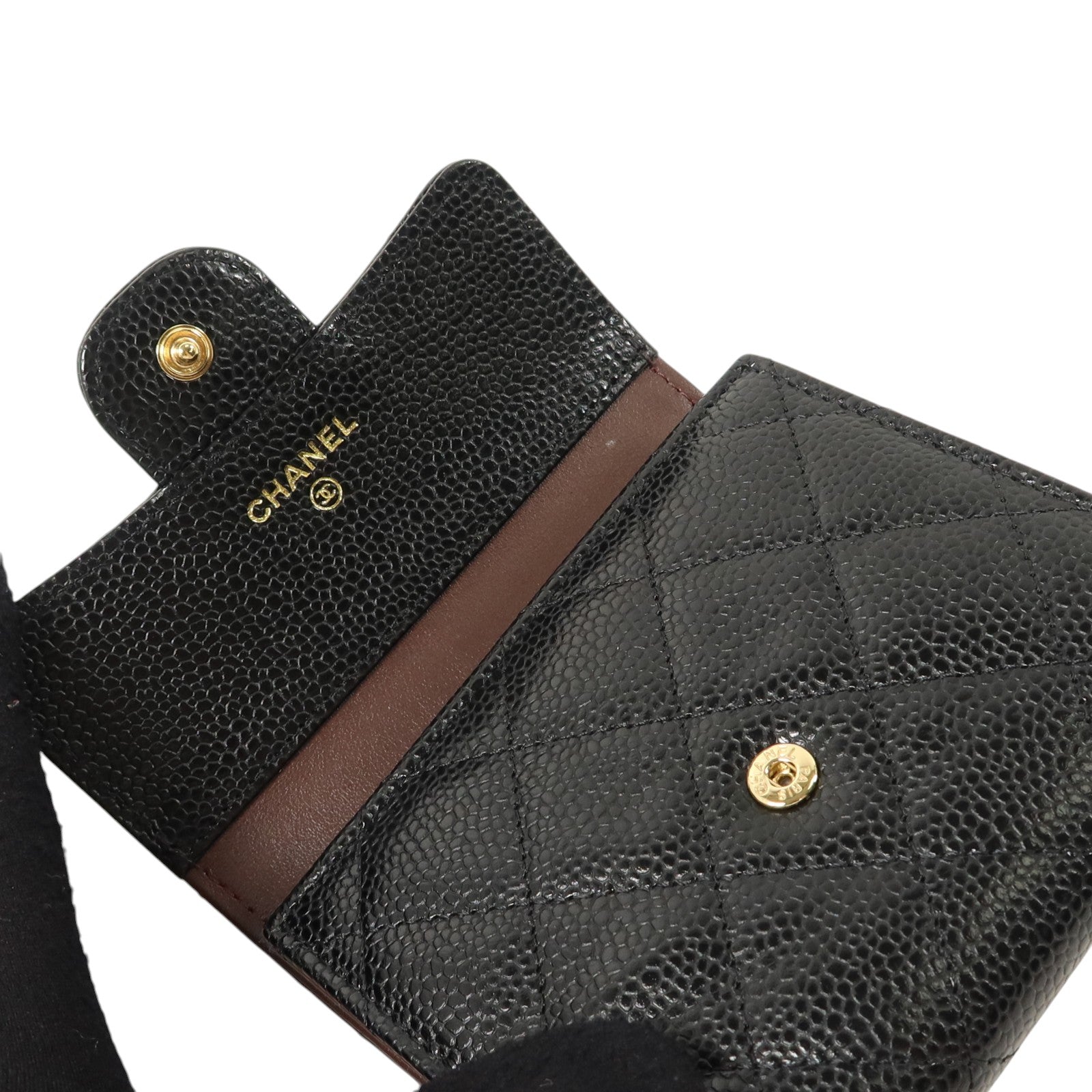 CHANEL 牛皮皮革Classic Trifold Wallet金扣錢包