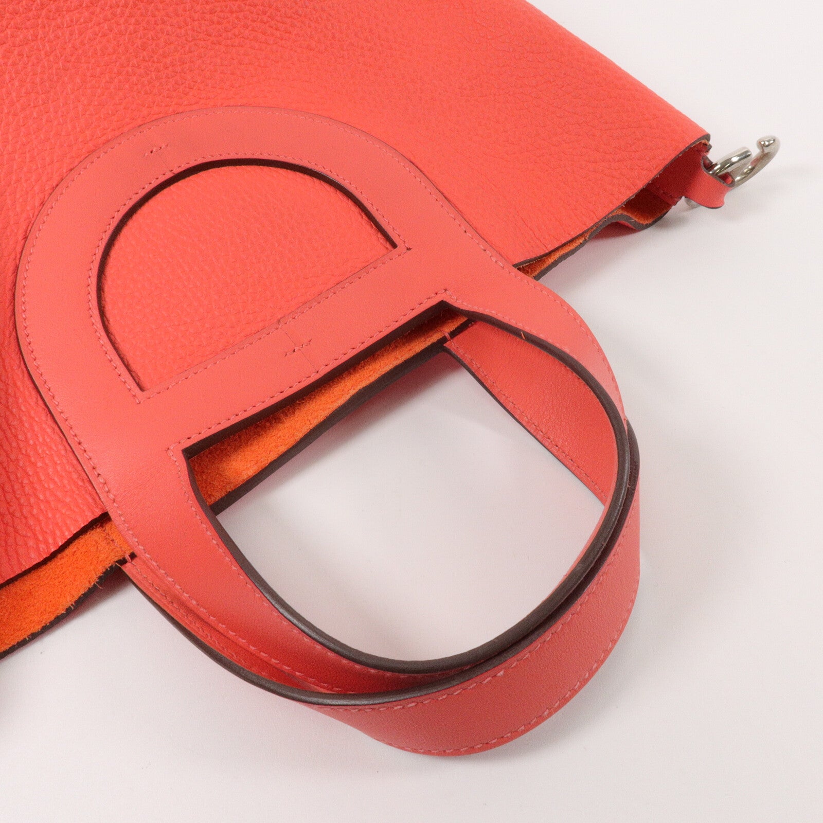 HERMES Clemence皮革In The Loop 23手挽袋Rose Texas