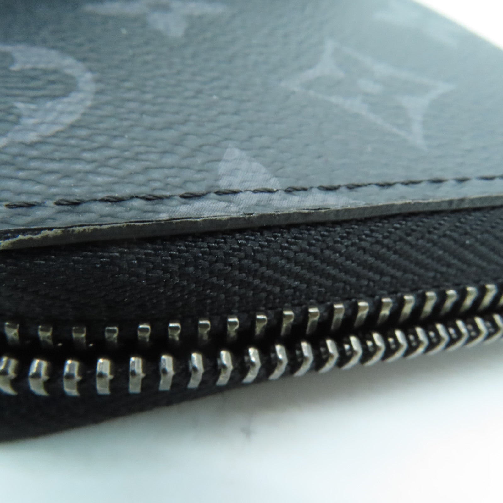 LOUIS VUITTON Monogram Eclipse Long pocketbook silver buckle long wallet black