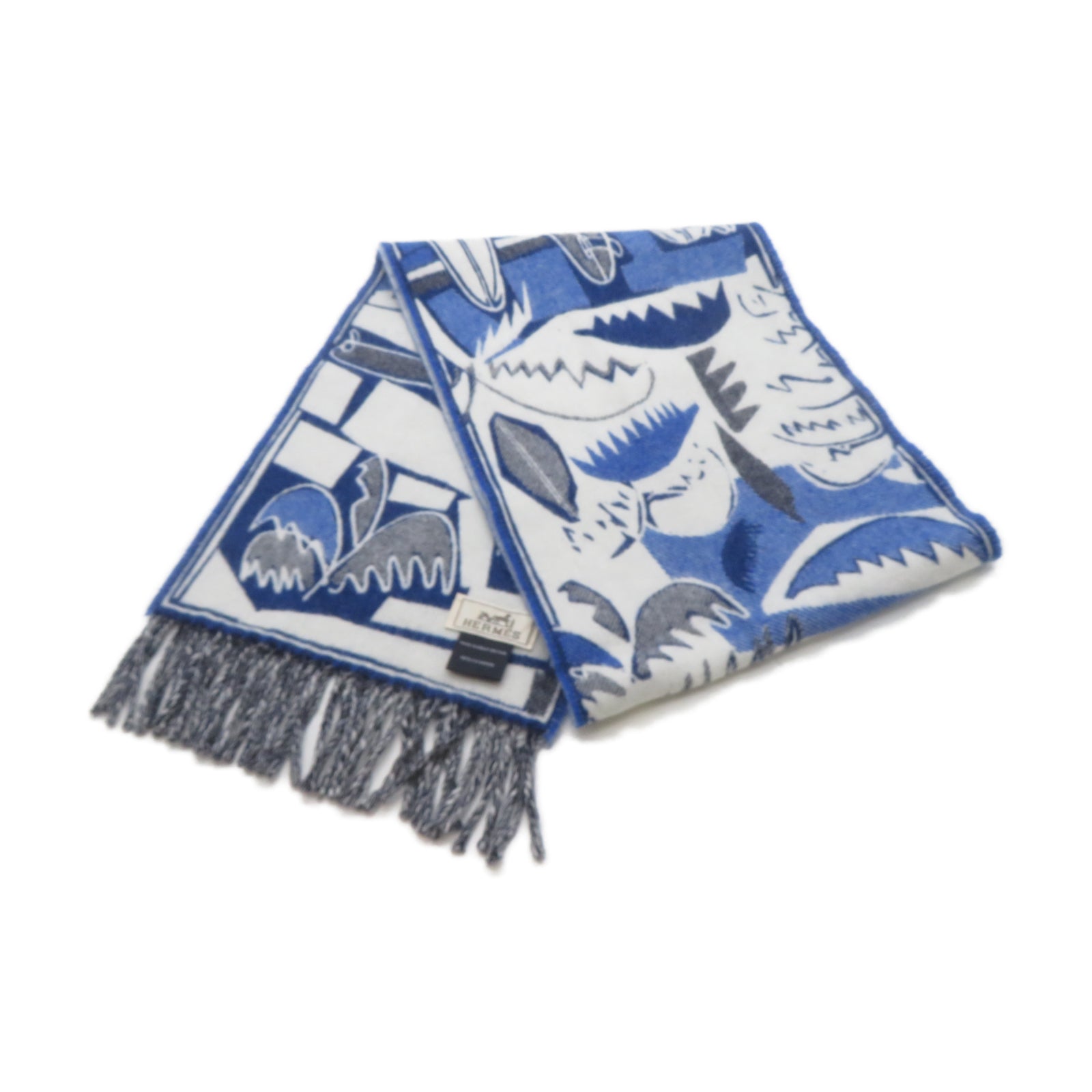 HERMES 【激減優惠】羊絨Scarf 50x150cm圍巾藍色