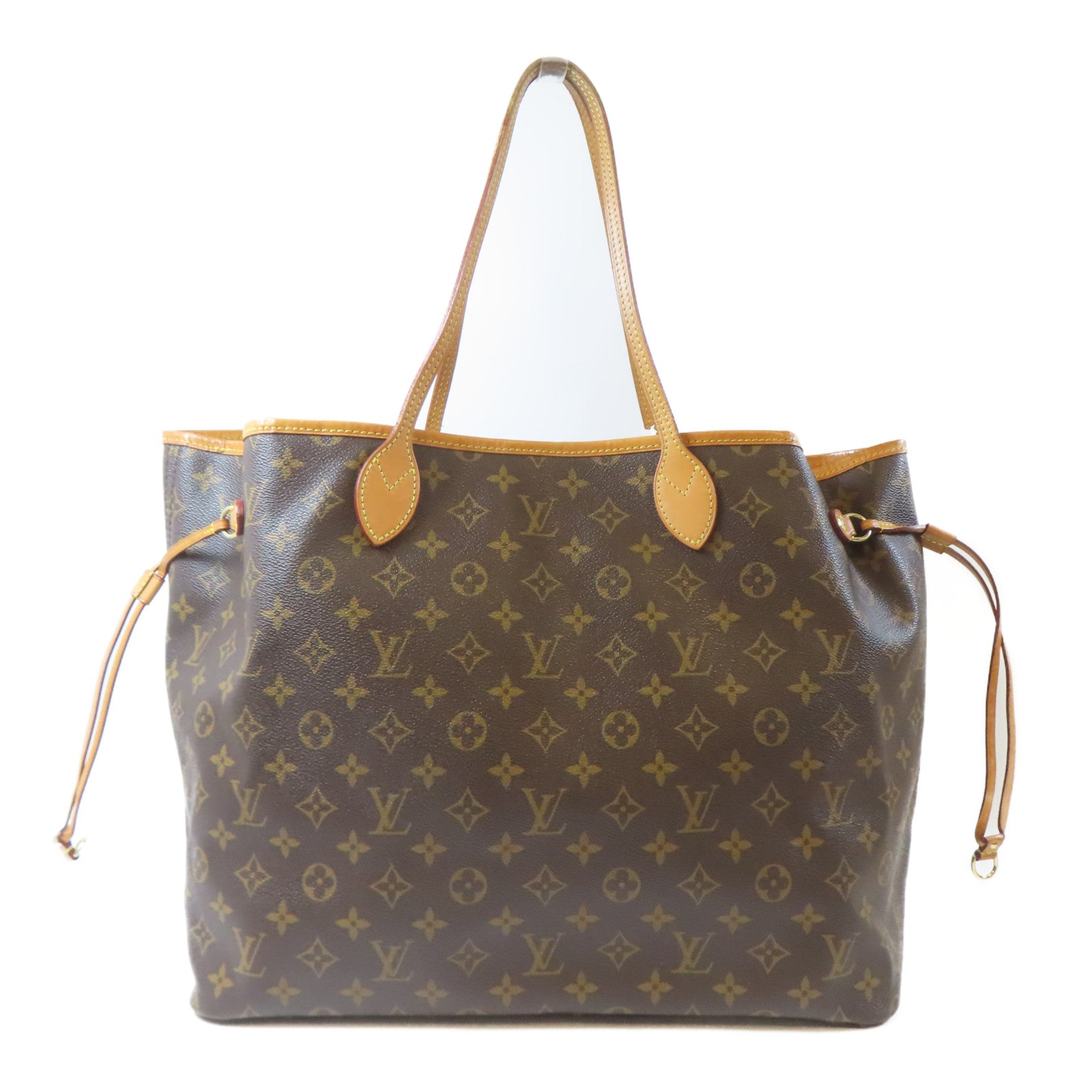 LOUIS VUITTON Monogram Neverfull GM金扣手挽袋啡色