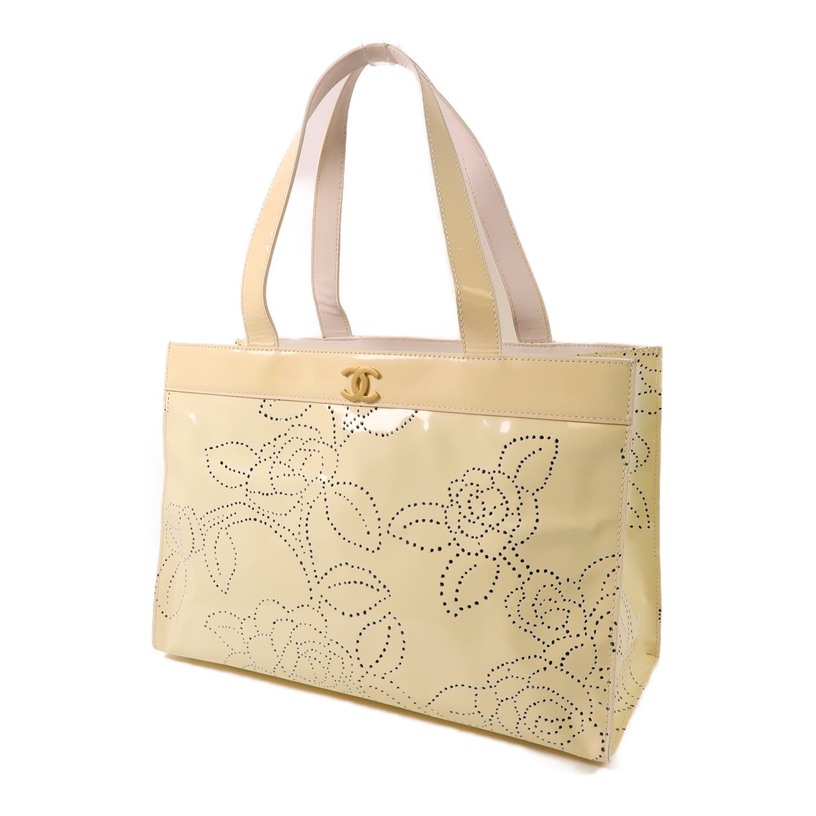 CHANEL 漆皮皮革Tote Bag金扣手挽袋