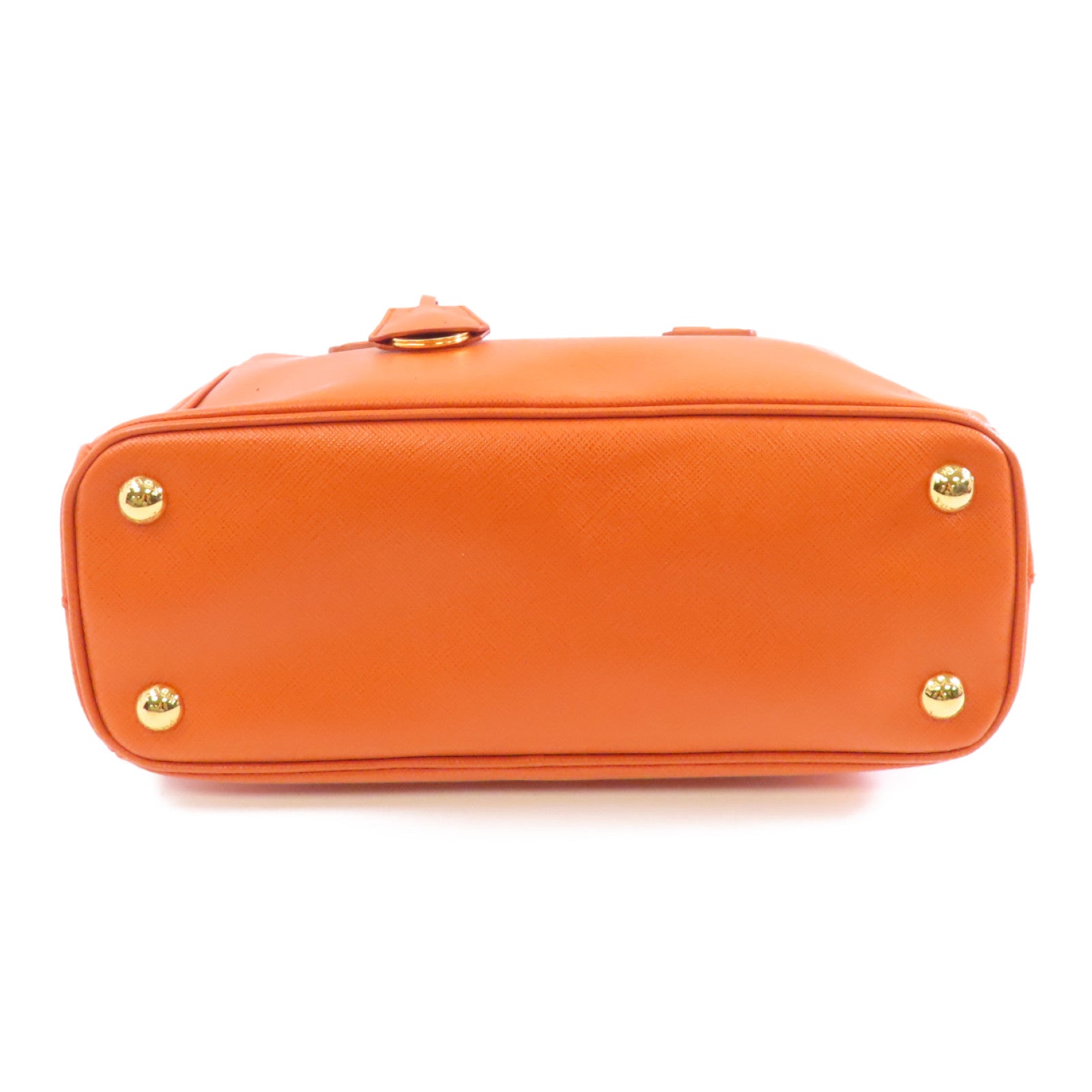 PRADA Saffiano皮革Kilker Bag金扣手挽肩背兩用袋橙色