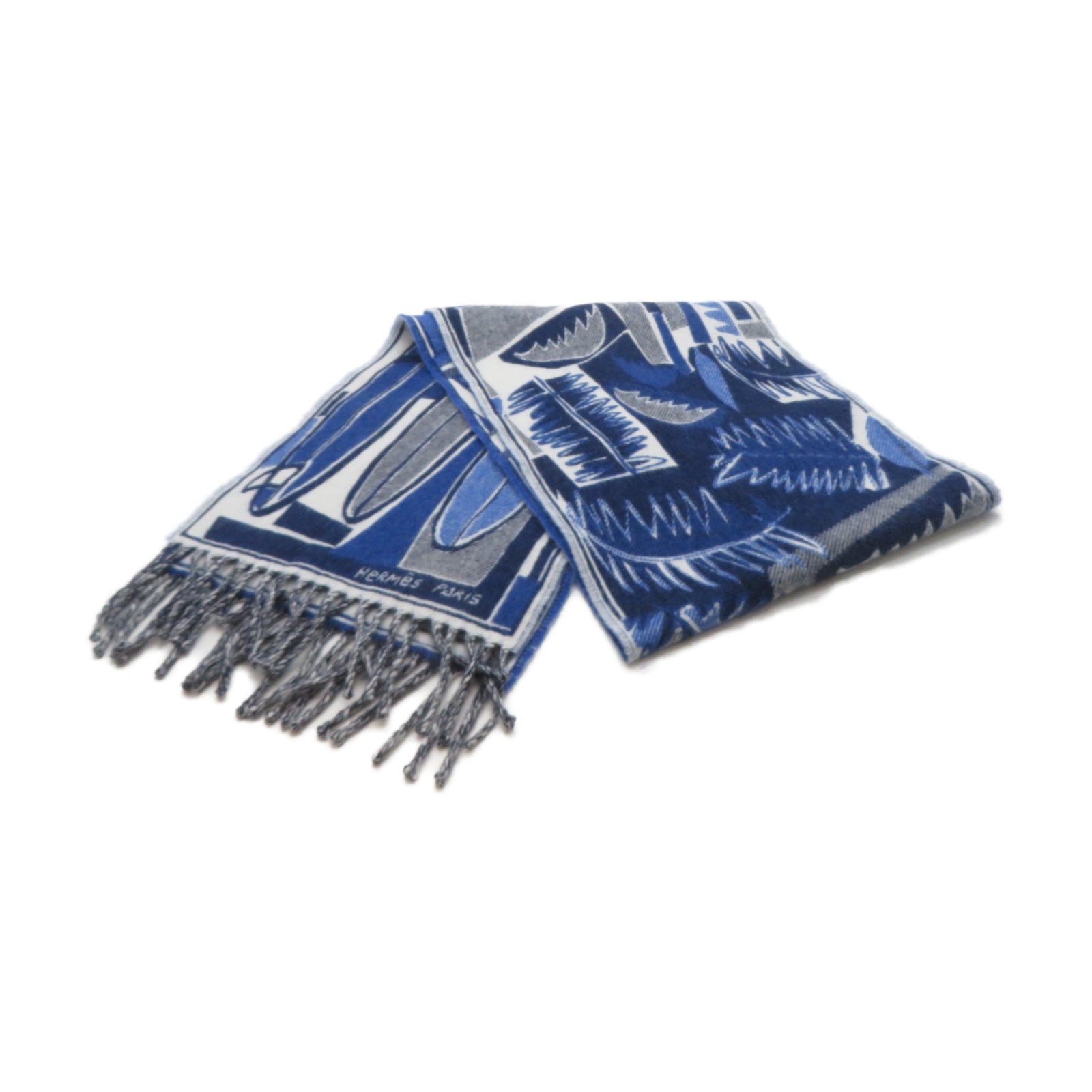 HERMES 【激減優惠】羊絨Scarf 50x150cm圍巾藍色
