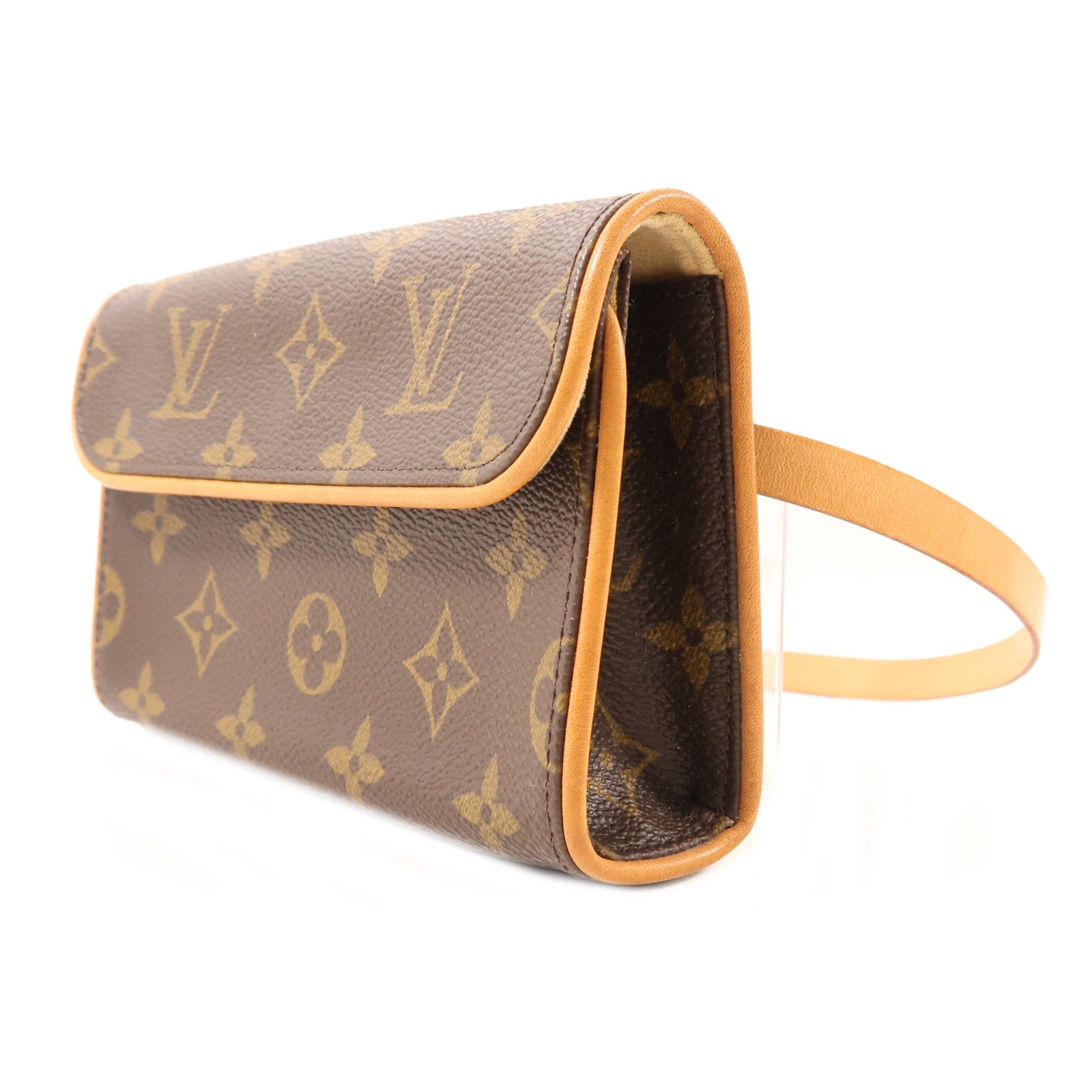 LOUIS VUITTON Monogram Pochette Florentine金扣腰包棕色