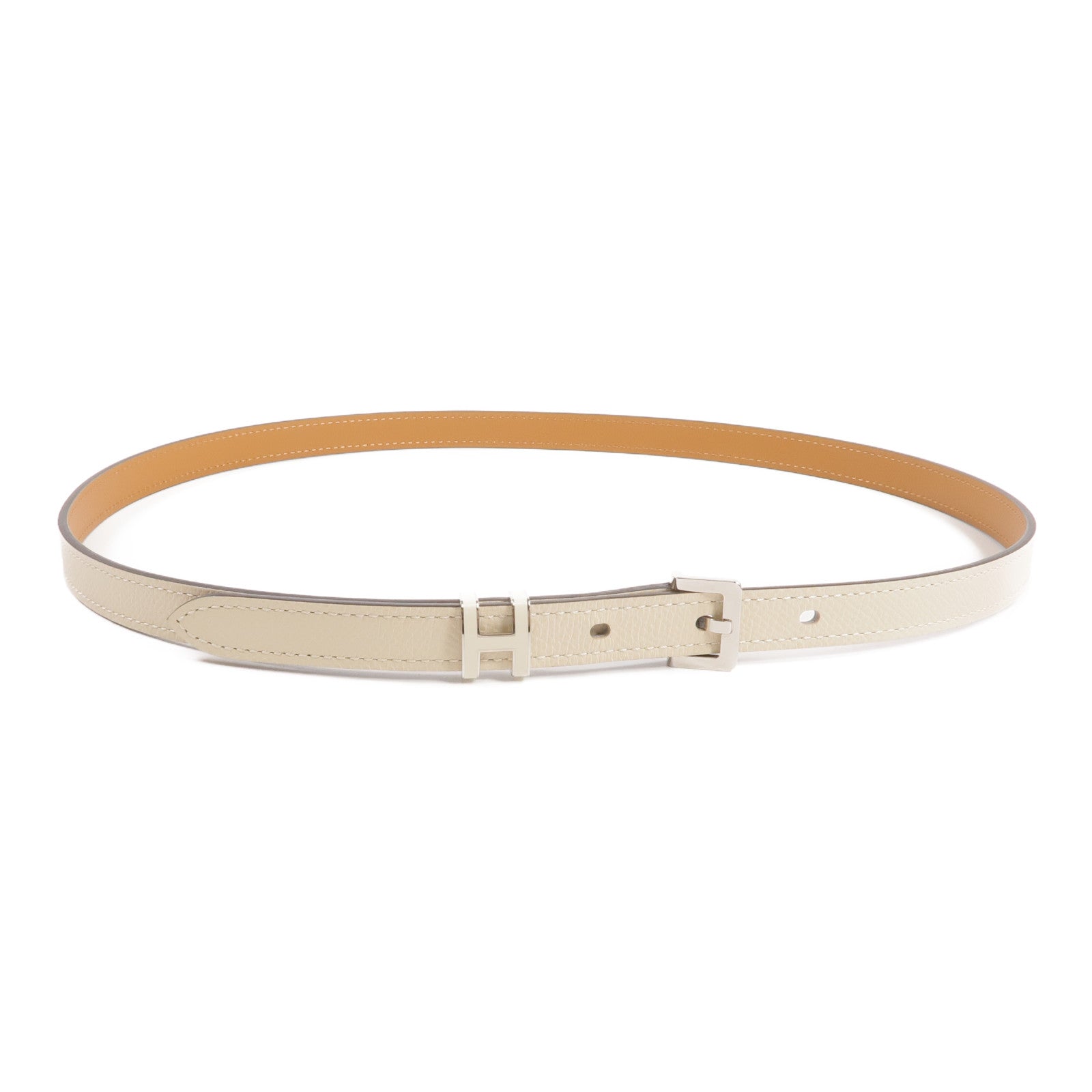 HERMES 【激減優惠】Epsom皮革POP H Belt銀扣皮帶Craie