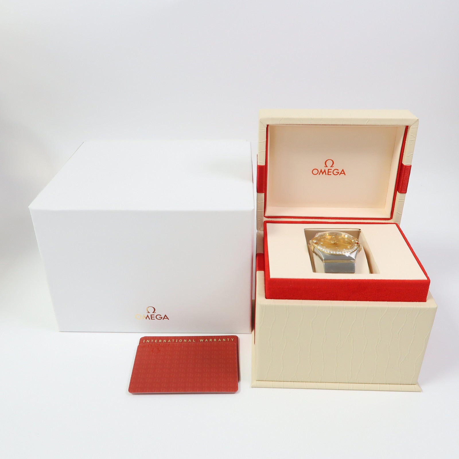 OMEGA Constellation 18K黃金/不鏽鋼/鑽石手錶自動機芯金色