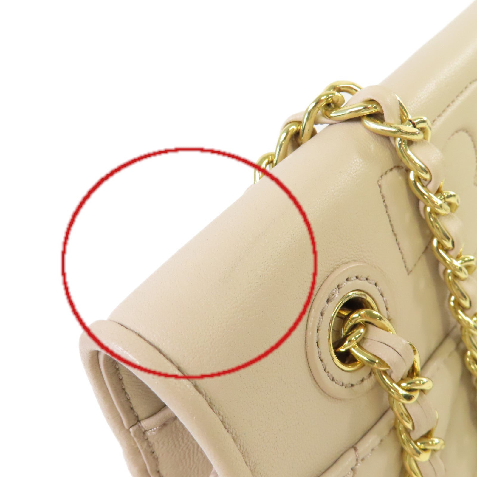 Tory Burch 牛皮皮革Chain Shoulder Bag金扣鏈帶肩背袋杏色