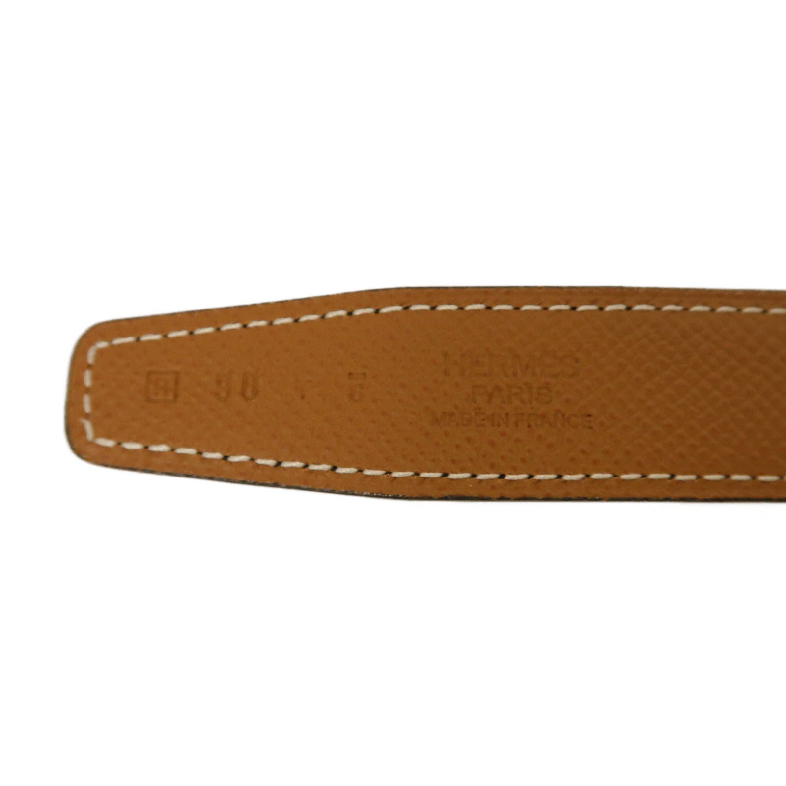 HERMES Epsom皮革Belt 90cm銀扣皮帶Gold/經典駝色