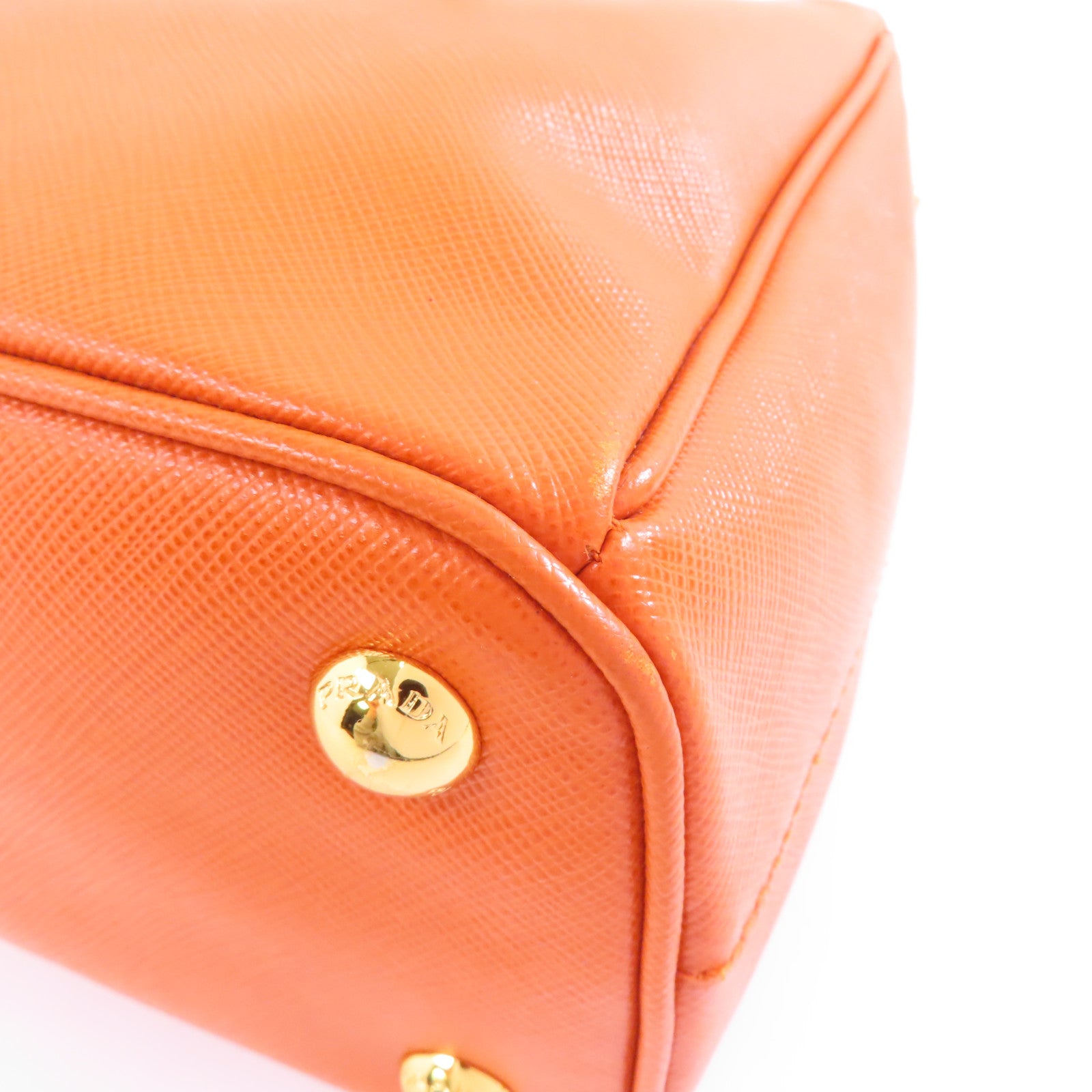 PRADA Saffiano皮革Kilker Bag金扣手挽肩背兩用袋橙色