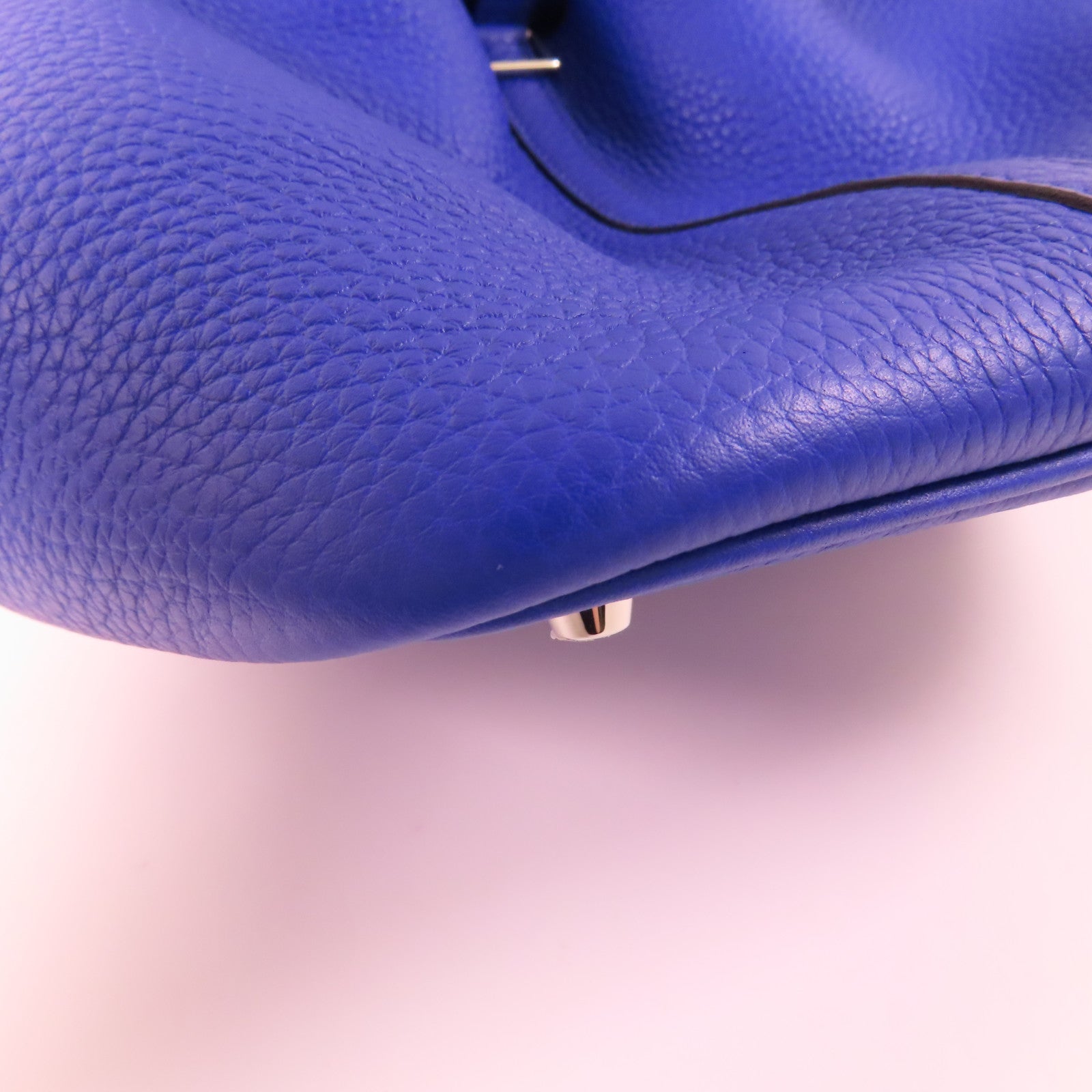 HERMES Clemence皮革/鱷魚皮革Picotin MM Touch銀扣手挽袋7T Bleu Electrique