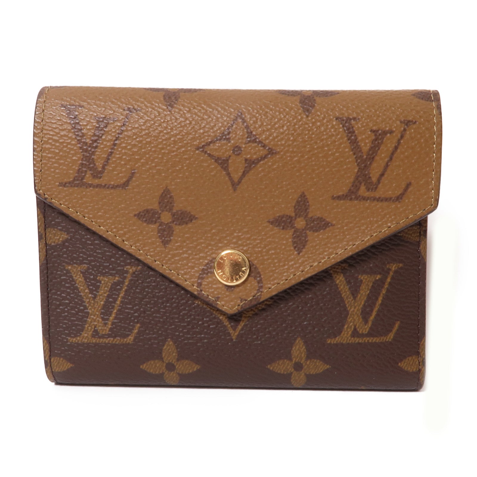 LOUIS VUITTON Monogram Reverse Victorine Wallet金扣錢包棕色