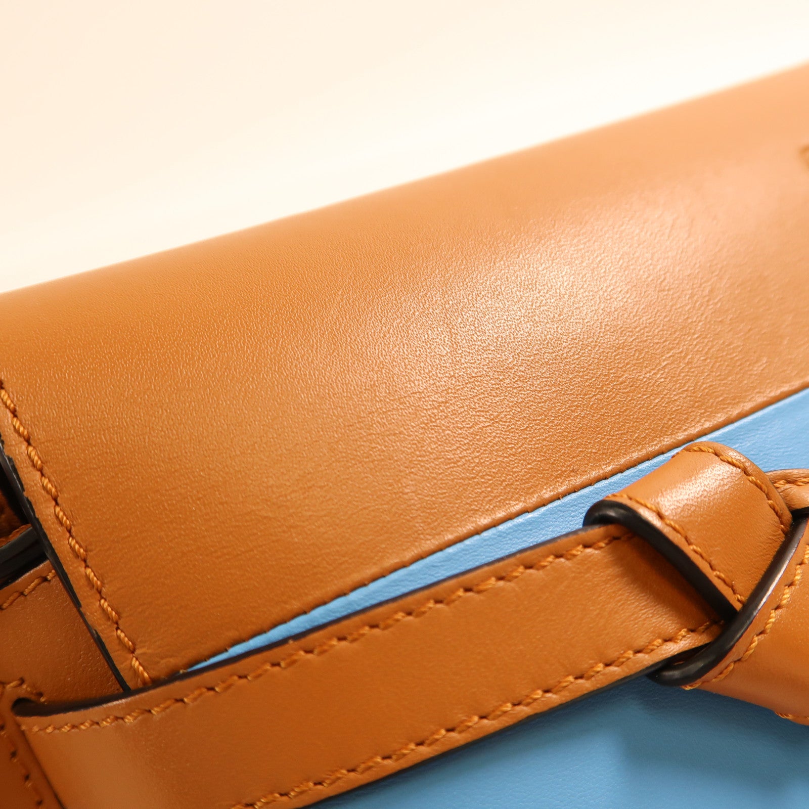 LOEWE GHW Mini Gate Crossbody Shoulder Bag Calfskin Leather Brown/Light Blue