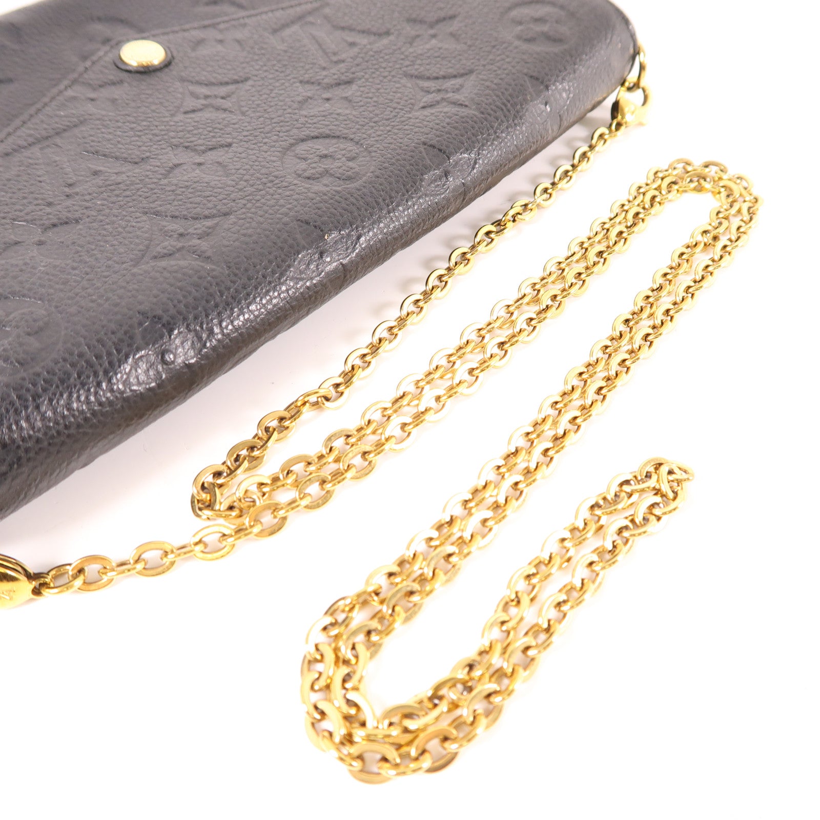LOUIS VUITTON Monogram Empreinte Felicie Pochette 金扣鏈帶肩背袋黑色
